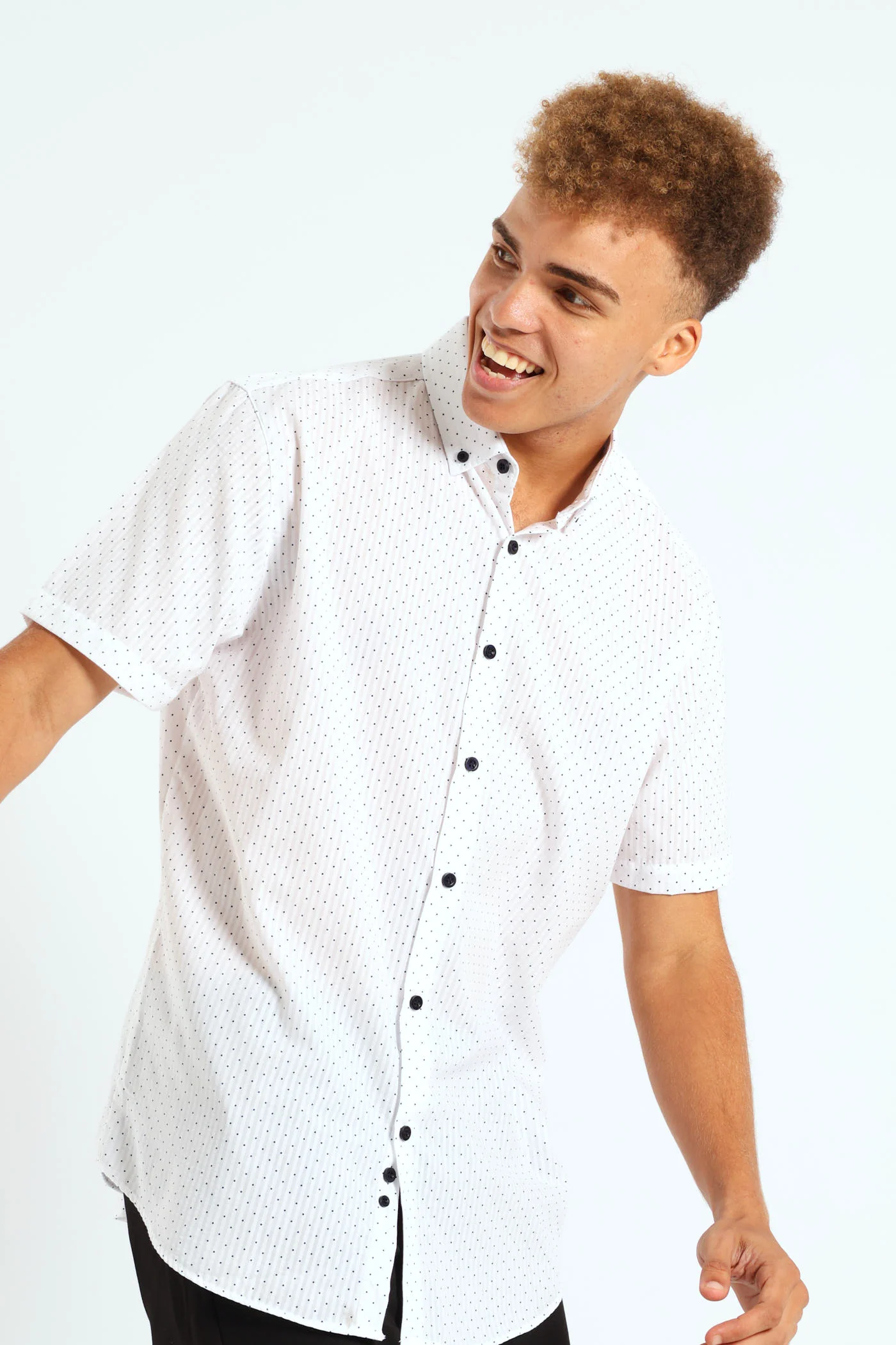 Seersucker Spot Shirt - White - Image 3