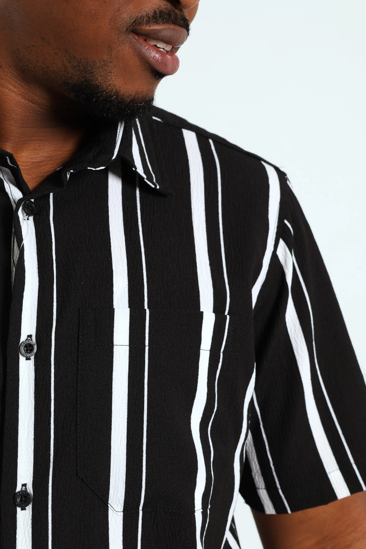 Seersucker Stripe Shirt - Black - Image 2