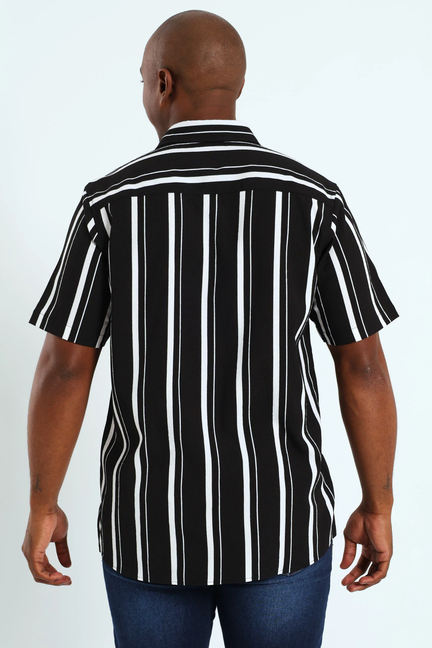 Seersucker Stripe Shirt - Black - Image 3