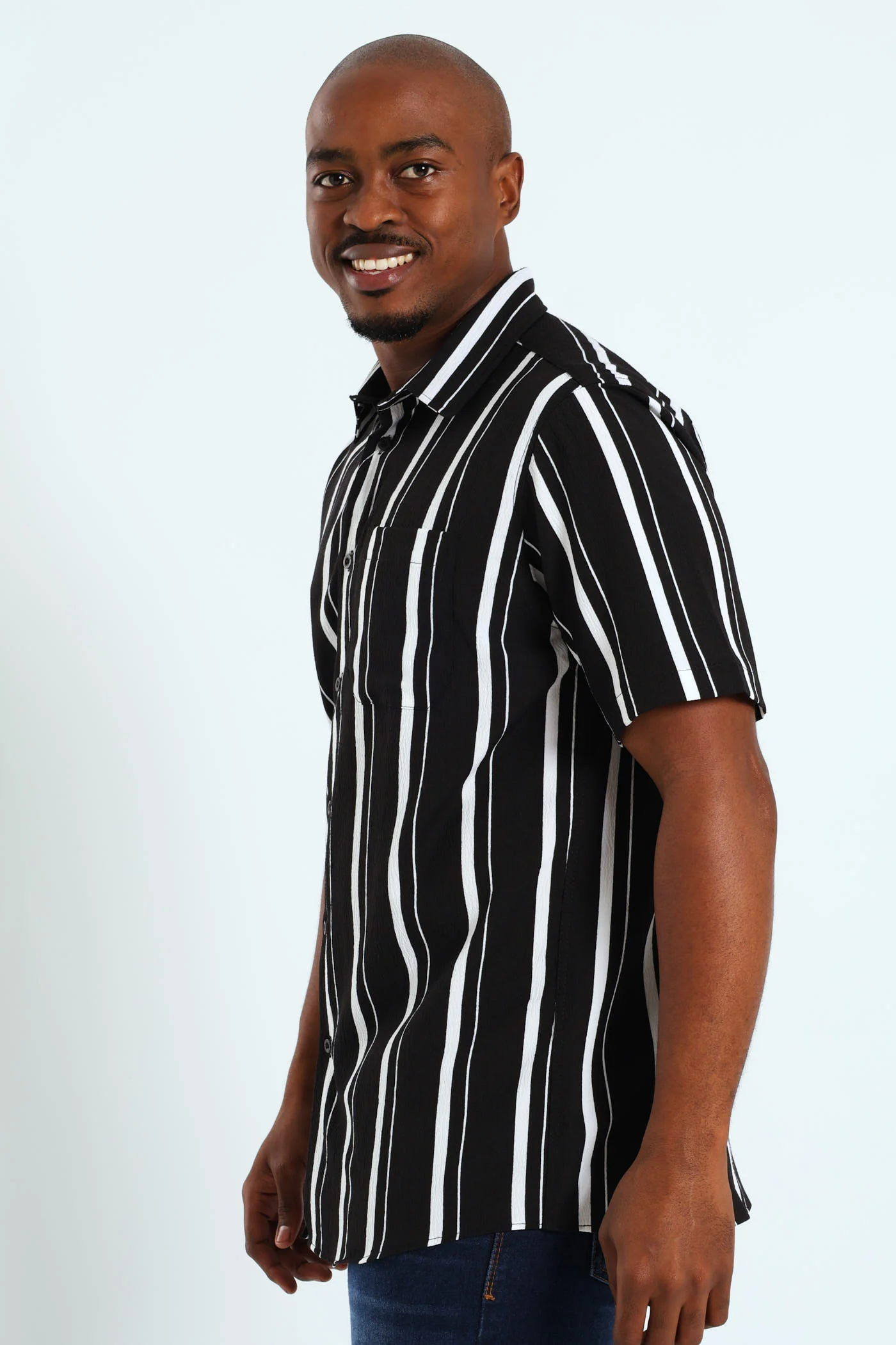 Seersucker Stripe Shirt - Black - Image 4