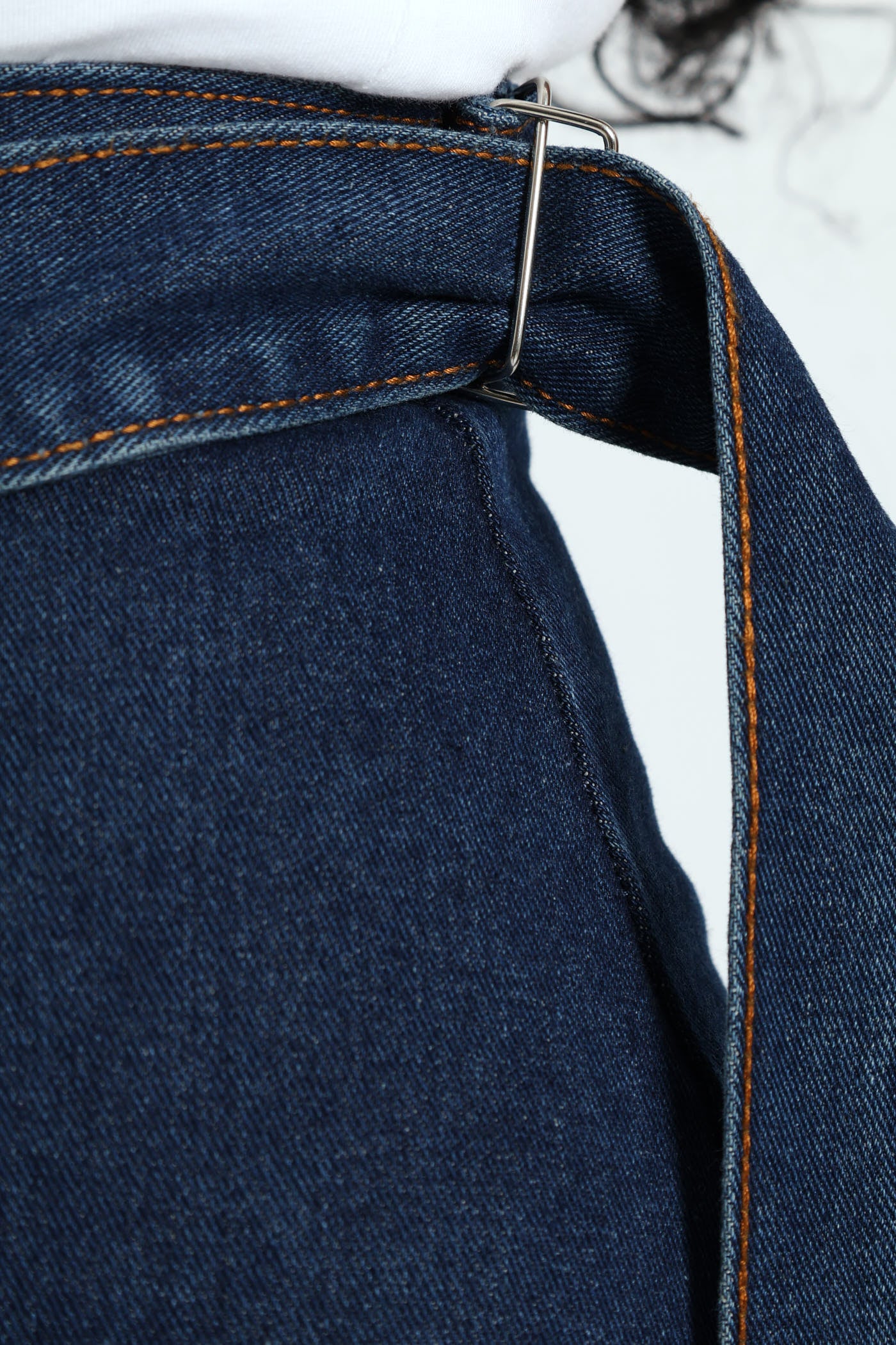 Self Belt Denim Wrap Cargo Pocket Maxi Skirt - Dark Wash - Image 2