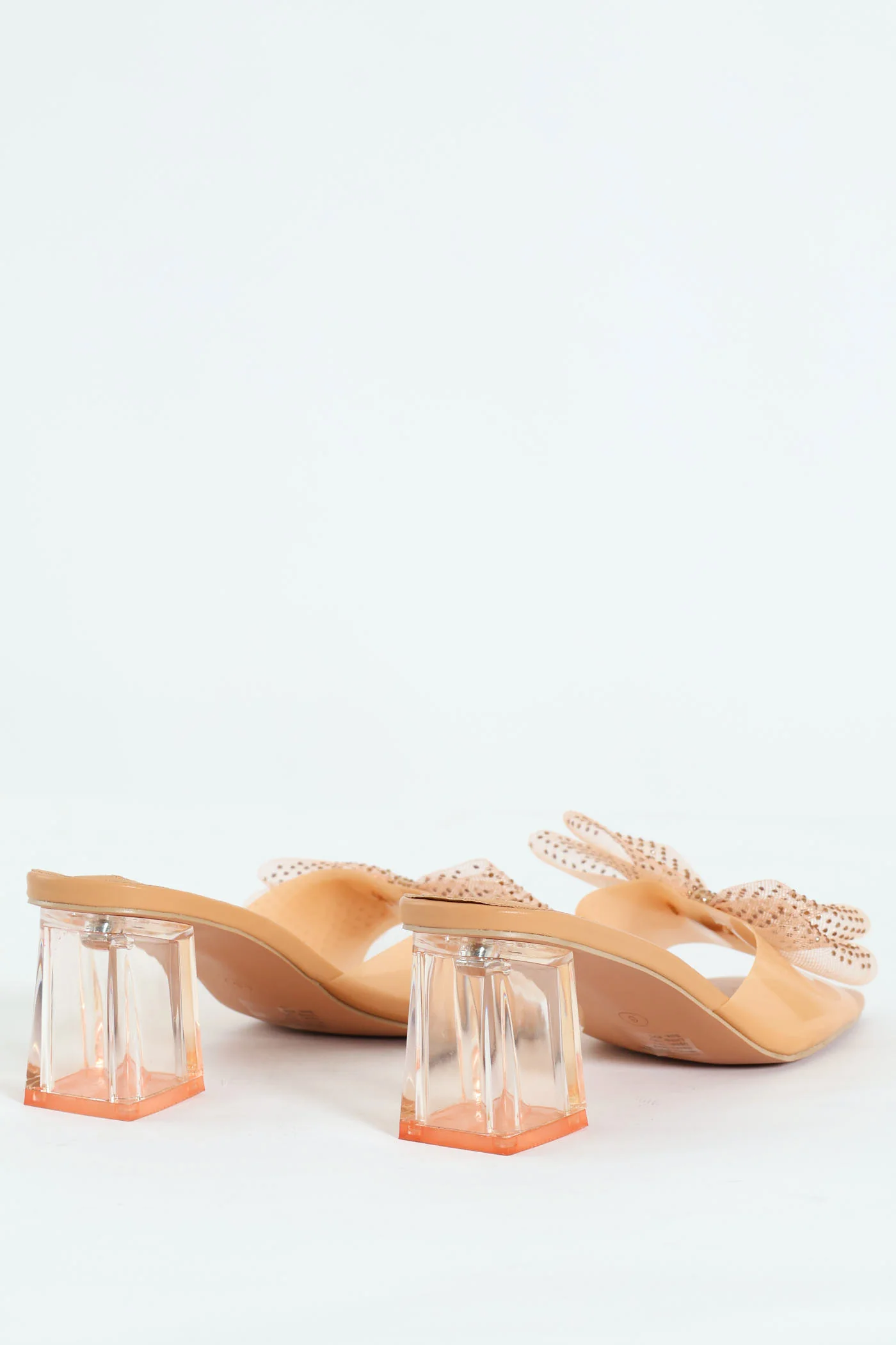 Self Colour Vinyl Sandal On Low Block Heel - Nude - Image 4