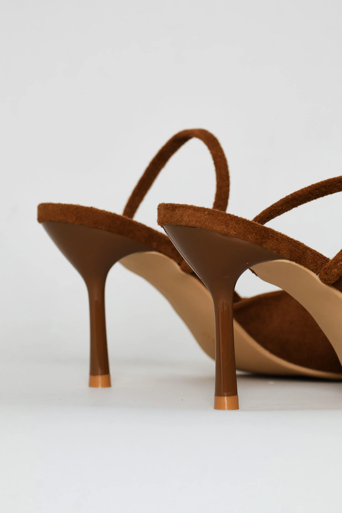 Self Fabric Trim Elastic Slingback Kitten Heel - Tan - Image 6