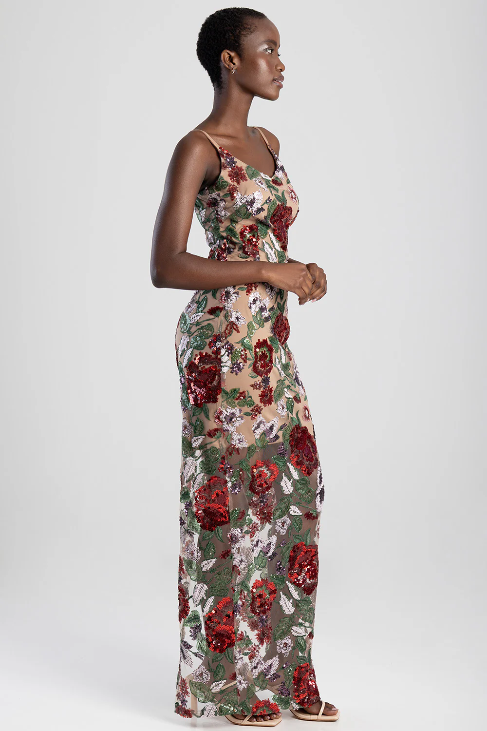 Sequinned Evening Dress - Multi - Image 5