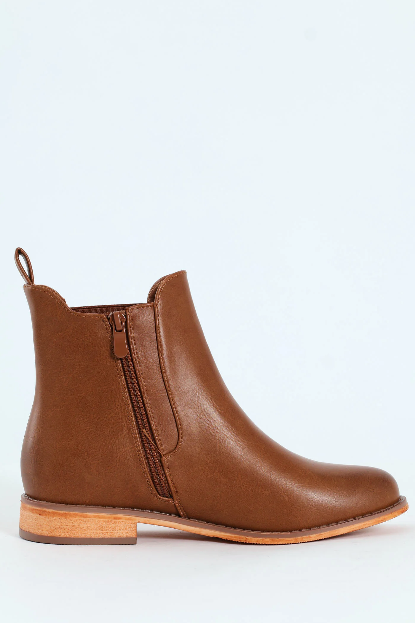Sera Ankle Chelsea Boot With Wooden Outsole - Tan - Image 2