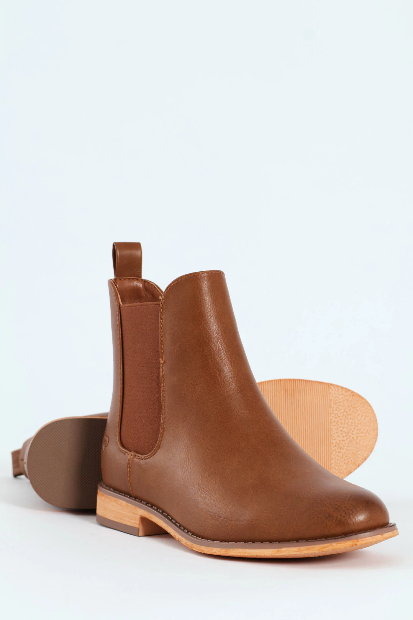 Sera Ankle Chelsea Boot With Wooden Outsole - Tan - Image 3