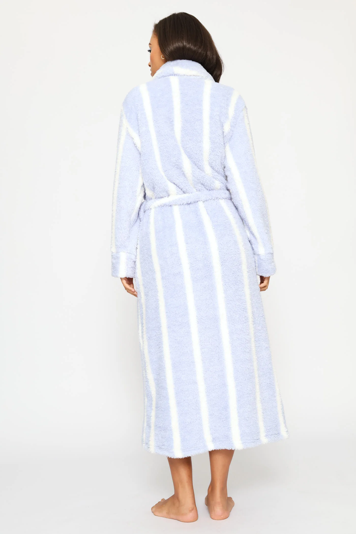 Shaggy Sherpa Stripe Wrap Gown - Multi - Image 4