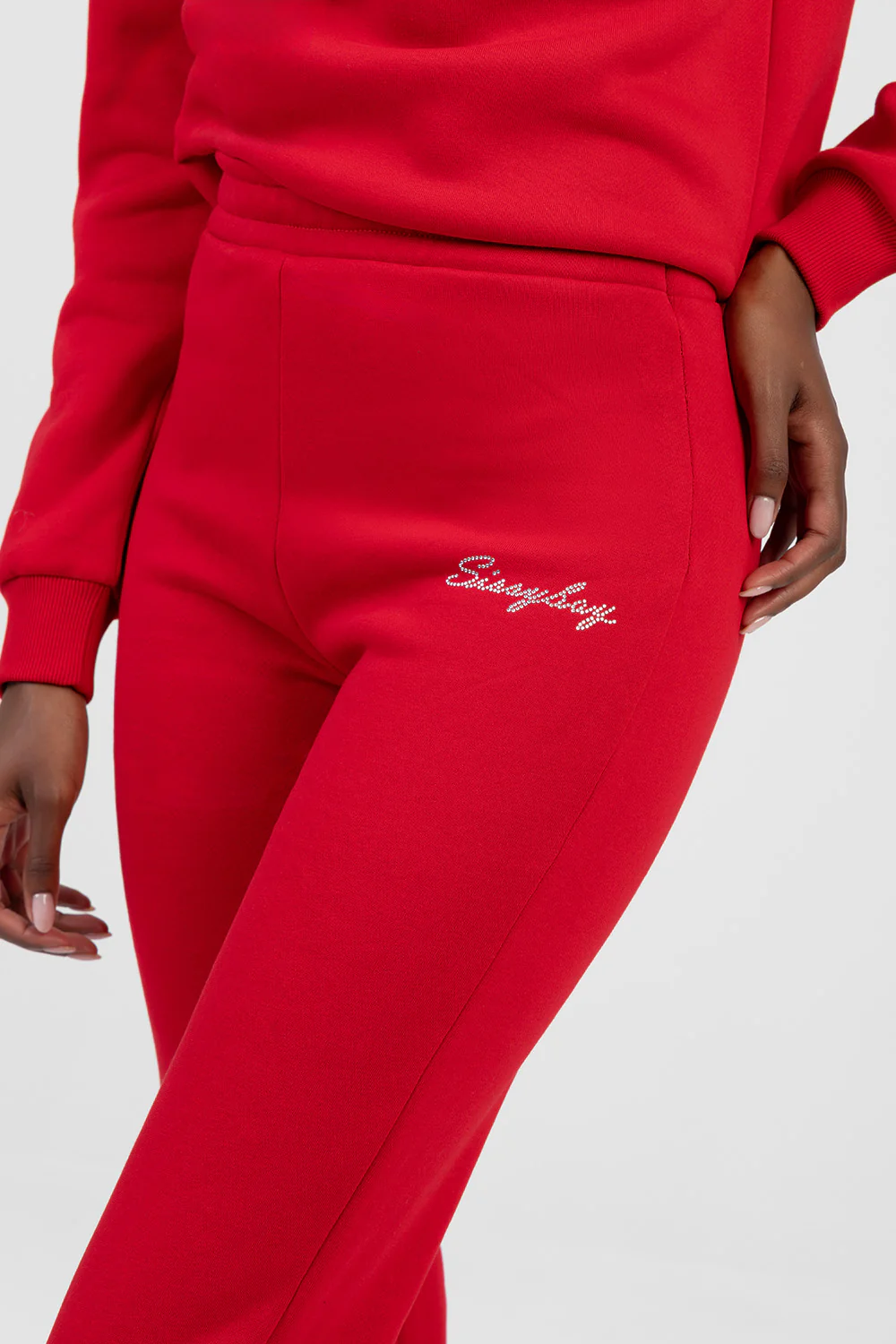 Shake It Up Sequin Detail Athleisure Tracksuit Pants - Red - Image 3