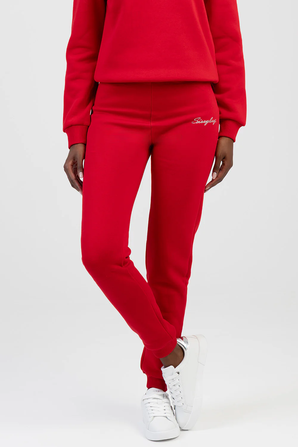 Shake It Up Sequin Detail Athleisure Tracksuit Pants - Red - Image 4