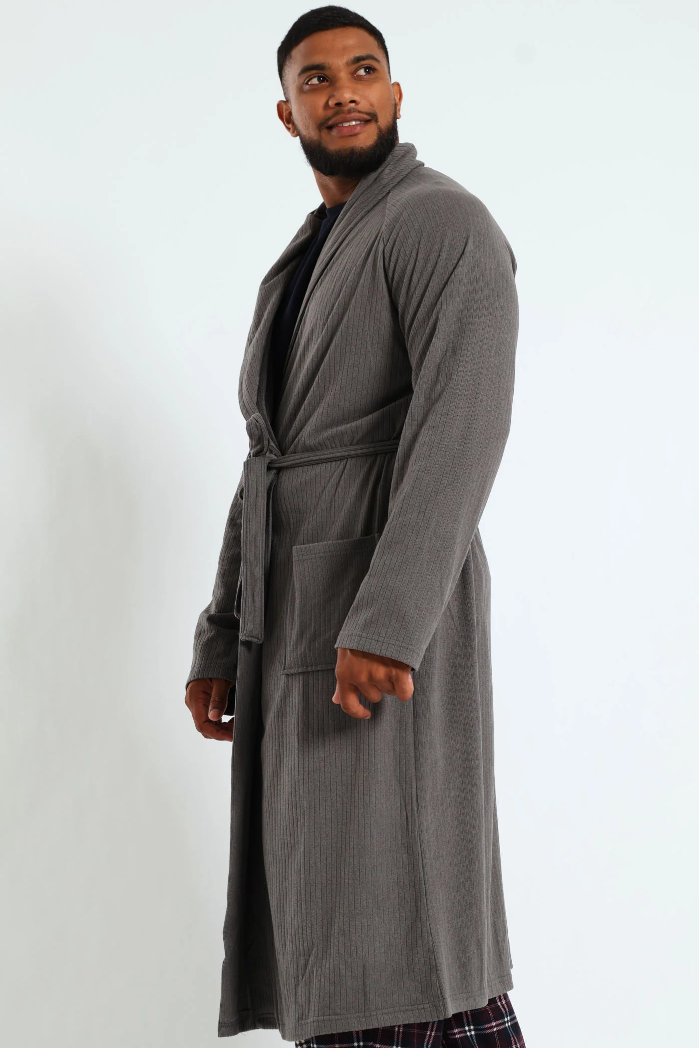 Shawl Collar Gown - Grey - Image 2