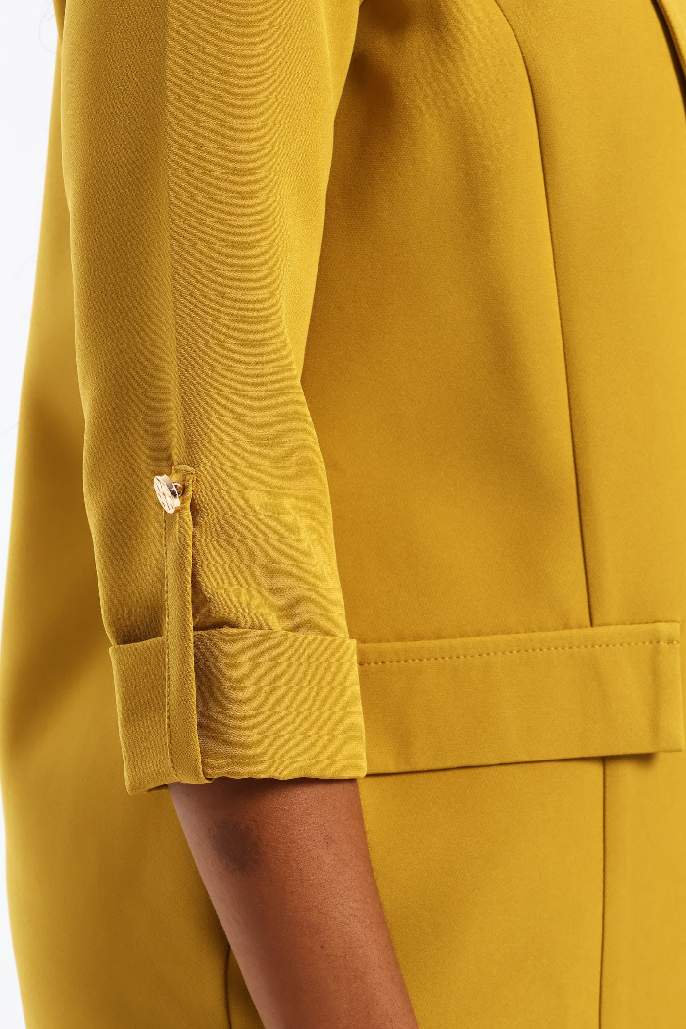 Shawl Collar Turn Up Sleeve Blazer - Chartreuse - Image 2