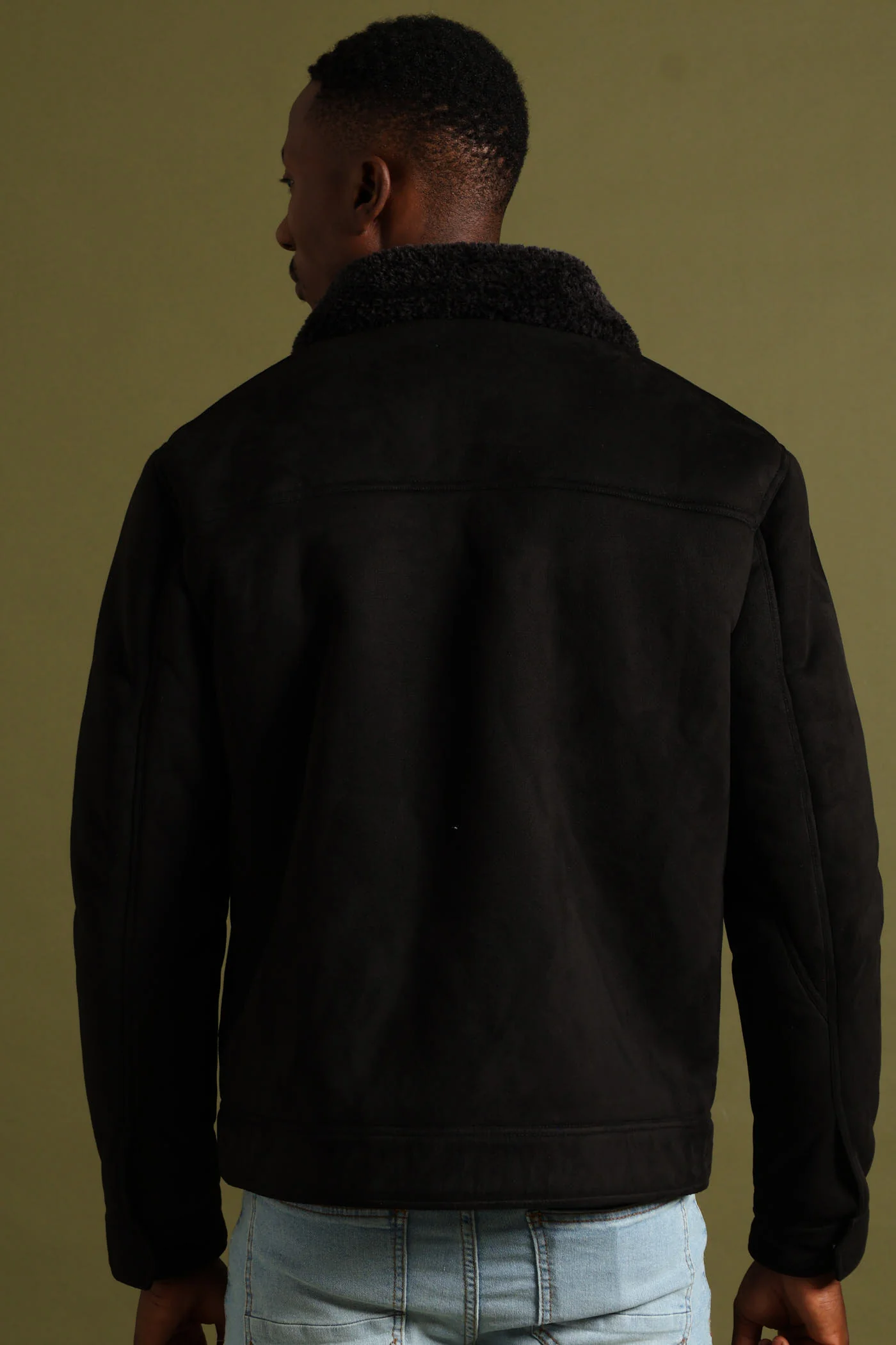 Shearling Sherpa Zip Through Jacket - Black - Image 9