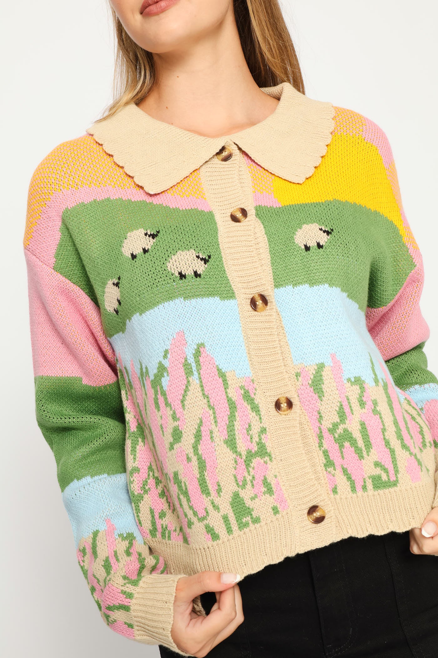 Sheep Collar Cardi - Multi - Image 2