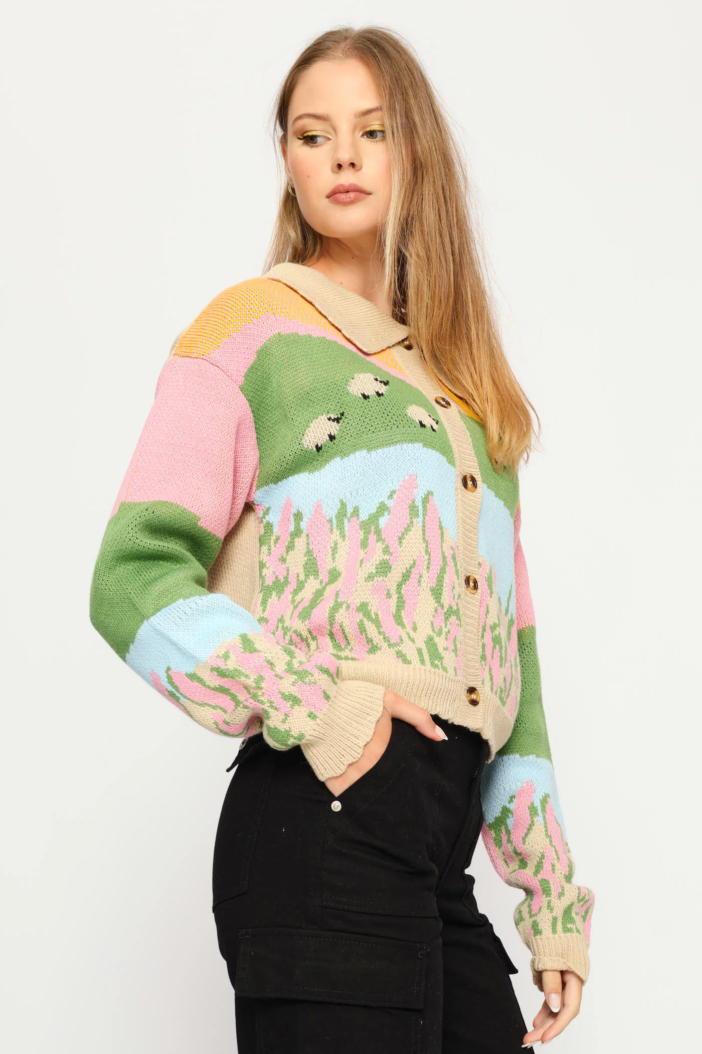 Sheep Collar Cardi - Multi - Image 3