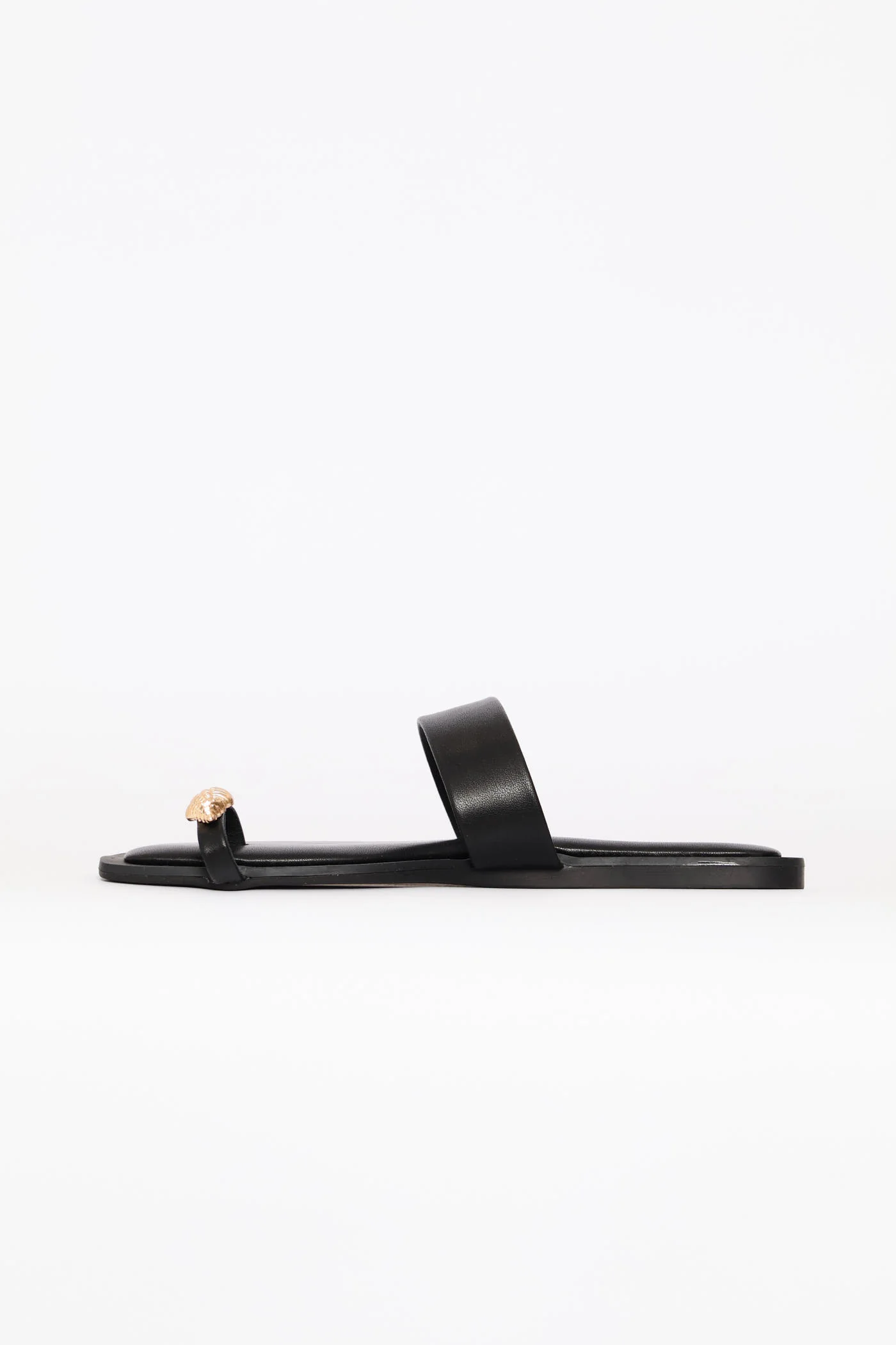 Shell Trim Toe Post Sandal - Black - Image 3