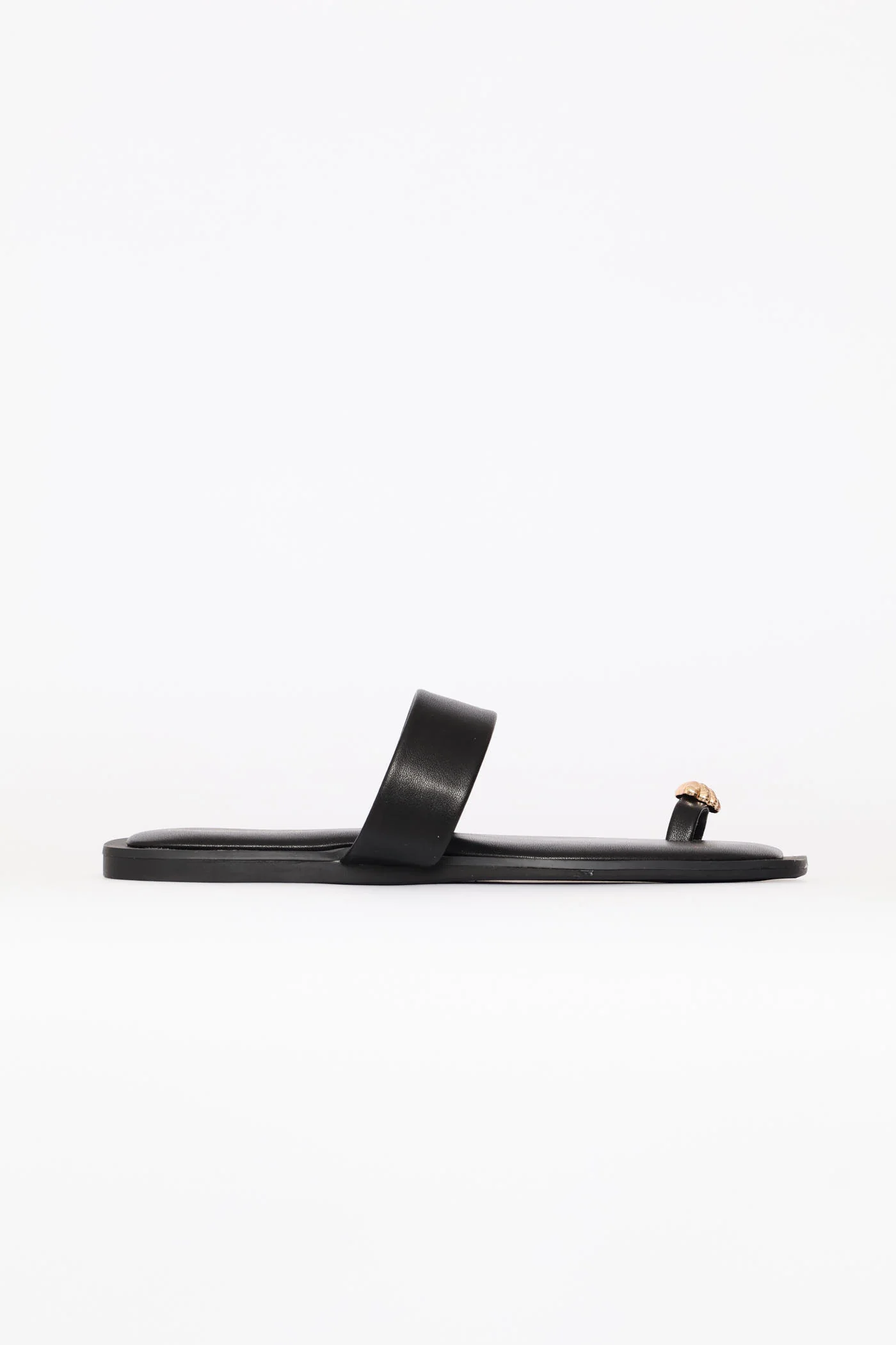 Shell Trim Toe Post Sandal - Black - Image 4