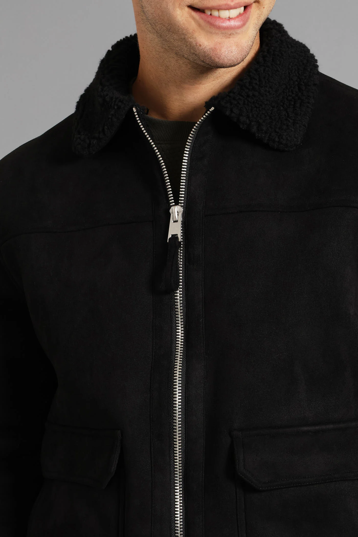 Sherling Sherpa Trucker Jacket - Black - Image 2