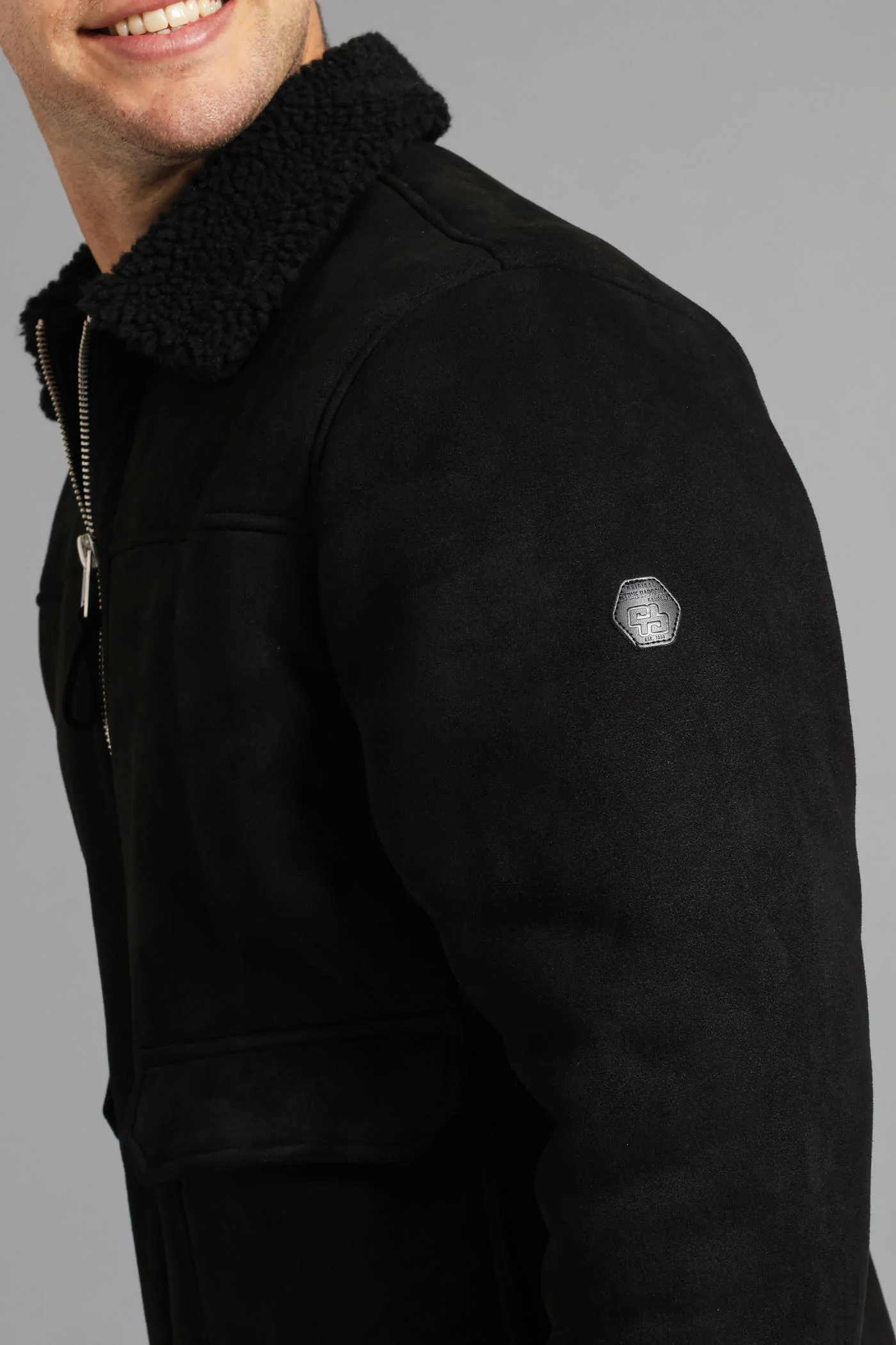 Sherling Sherpa Trucker Jacket - Black - Image 4