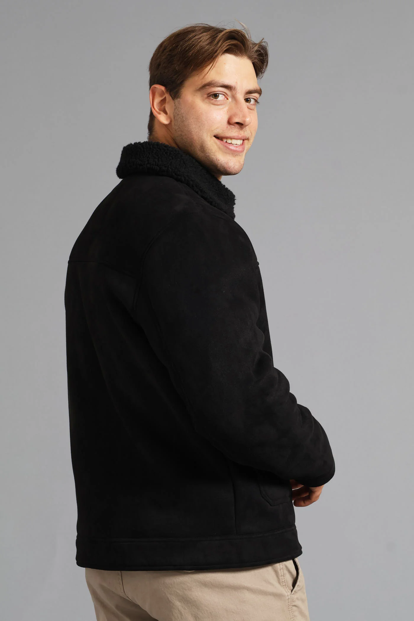 Sherling Sherpa Trucker Jacket - Black - Image 5