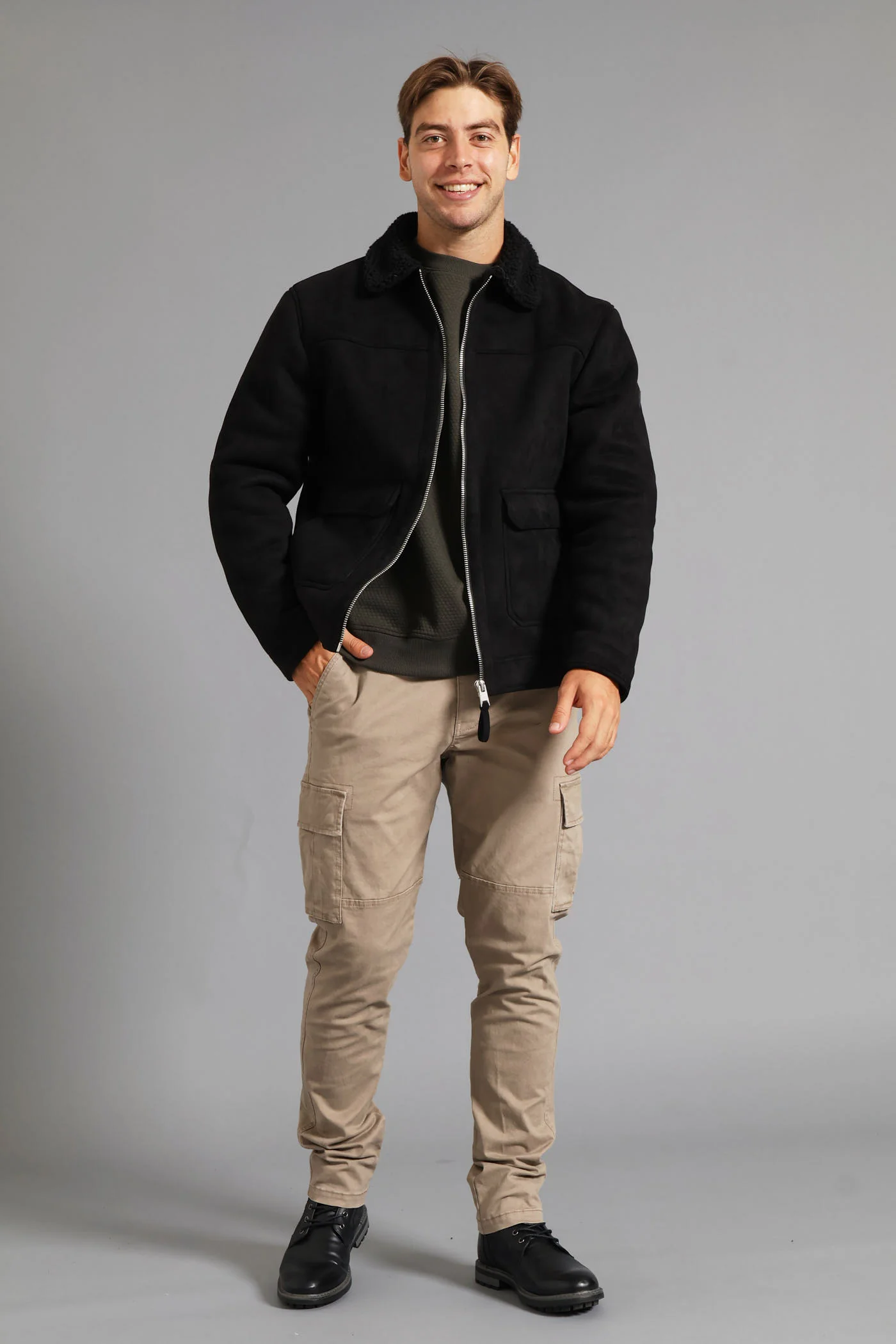 Sherling Sherpa Trucker Jacket - Black - Image 9