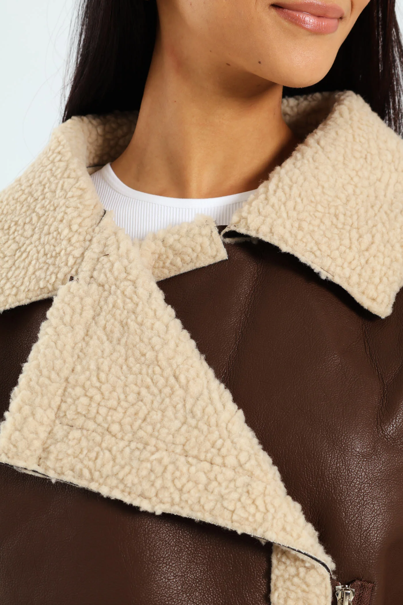 Sherpa Aviator Jacket - Chocolate - Image 5