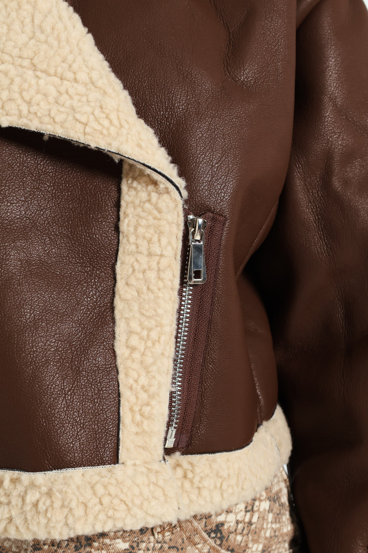 Sherpa Aviator Jacket - Chocolate - Image 8