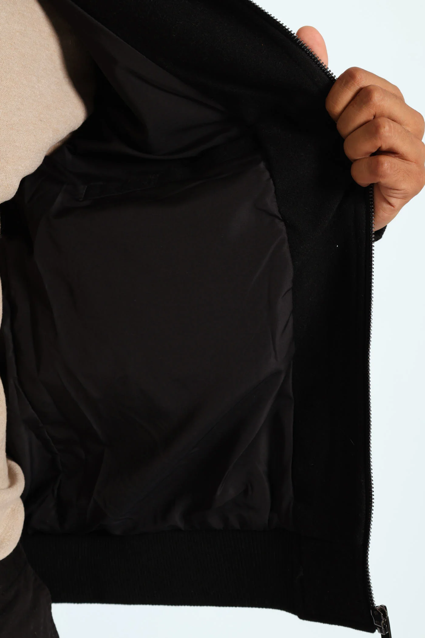 Sherpa Collar Melton Jacket - Black - Image 6