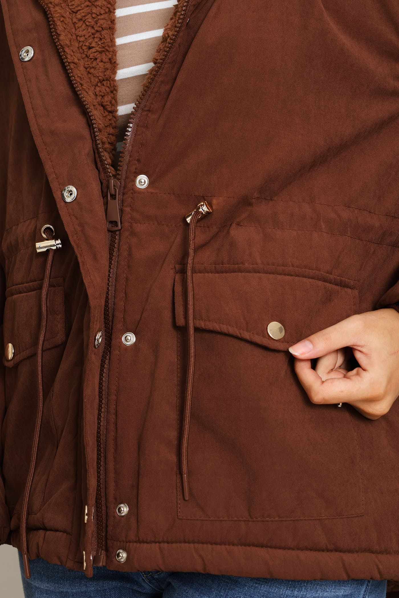 Sherpa Lined Parka - Chocolate - Image 3