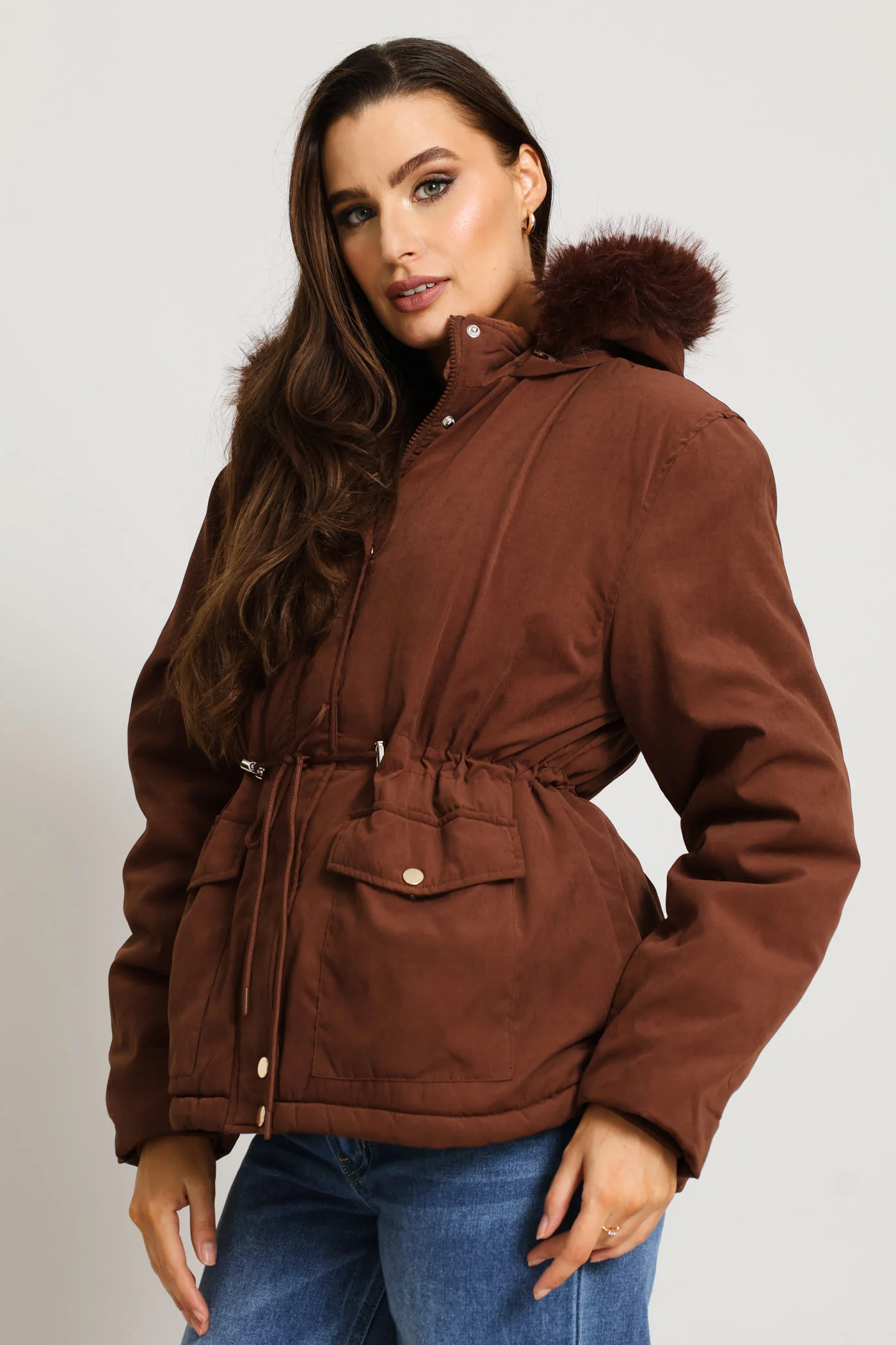 Sherpa Lined Parka - Chocolate - Image 5