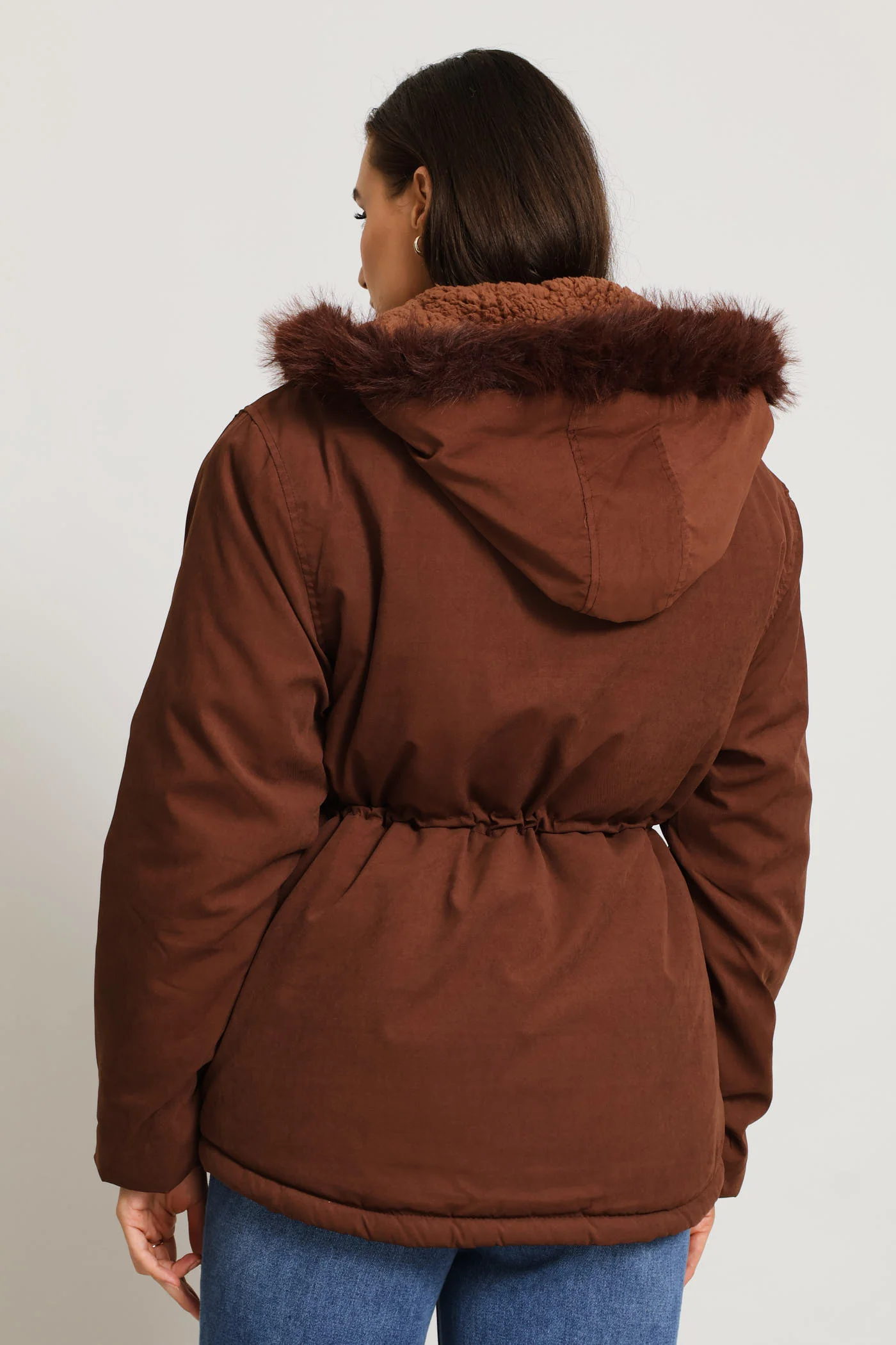 Sherpa Lined Parka - Chocolate - Image 6