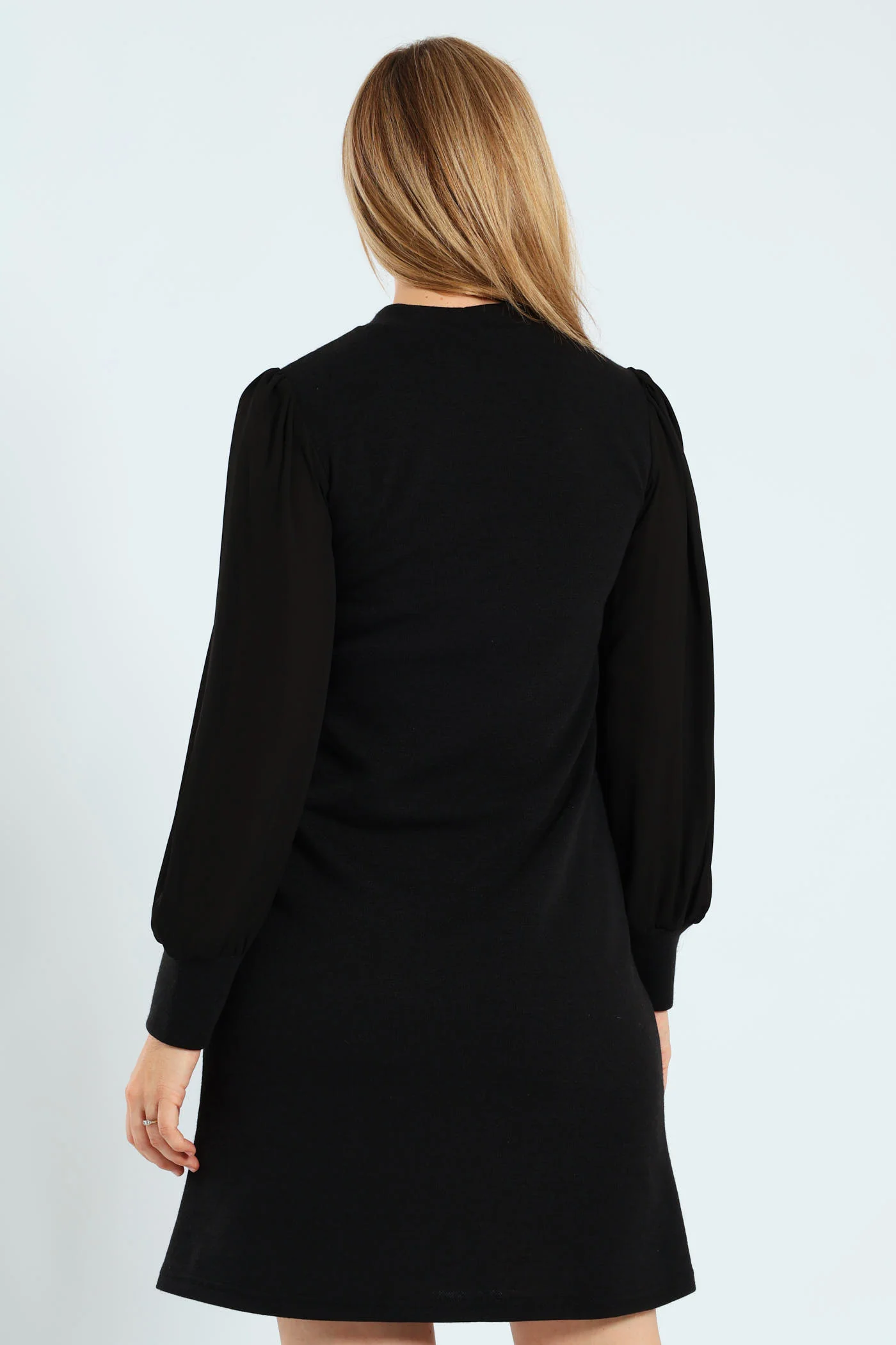 Shift Knitwear Combo Dress - Black - Image 4