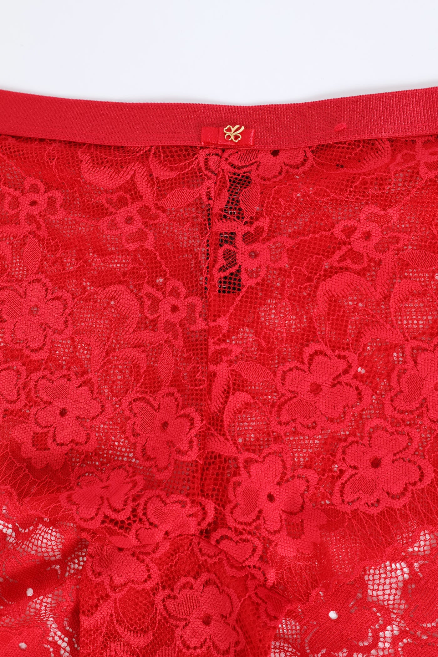 Shimmer Waistband Lace Midi Panty - Red - Image 2