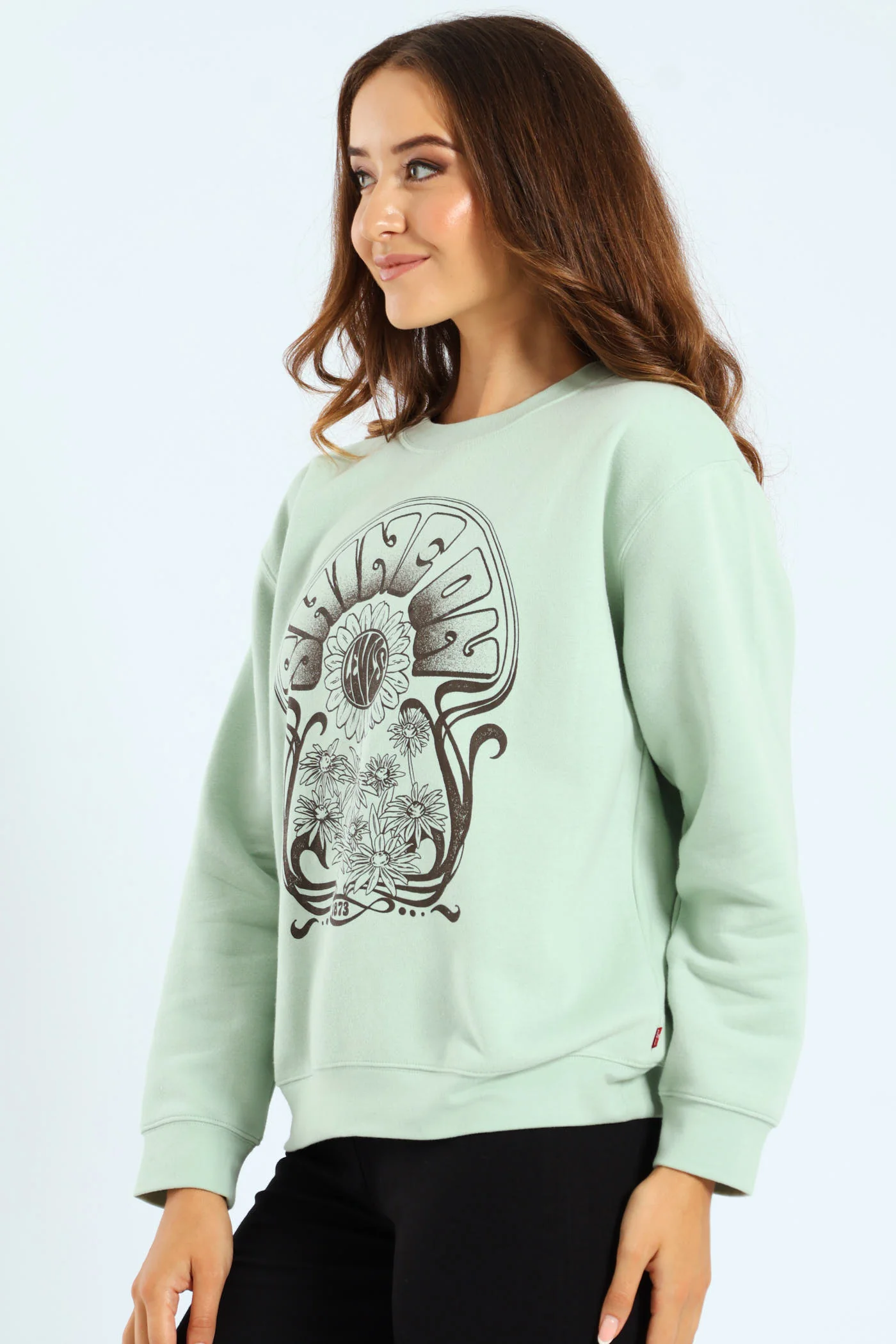 Shine On Poster Crew Top - Light Green - Image 5