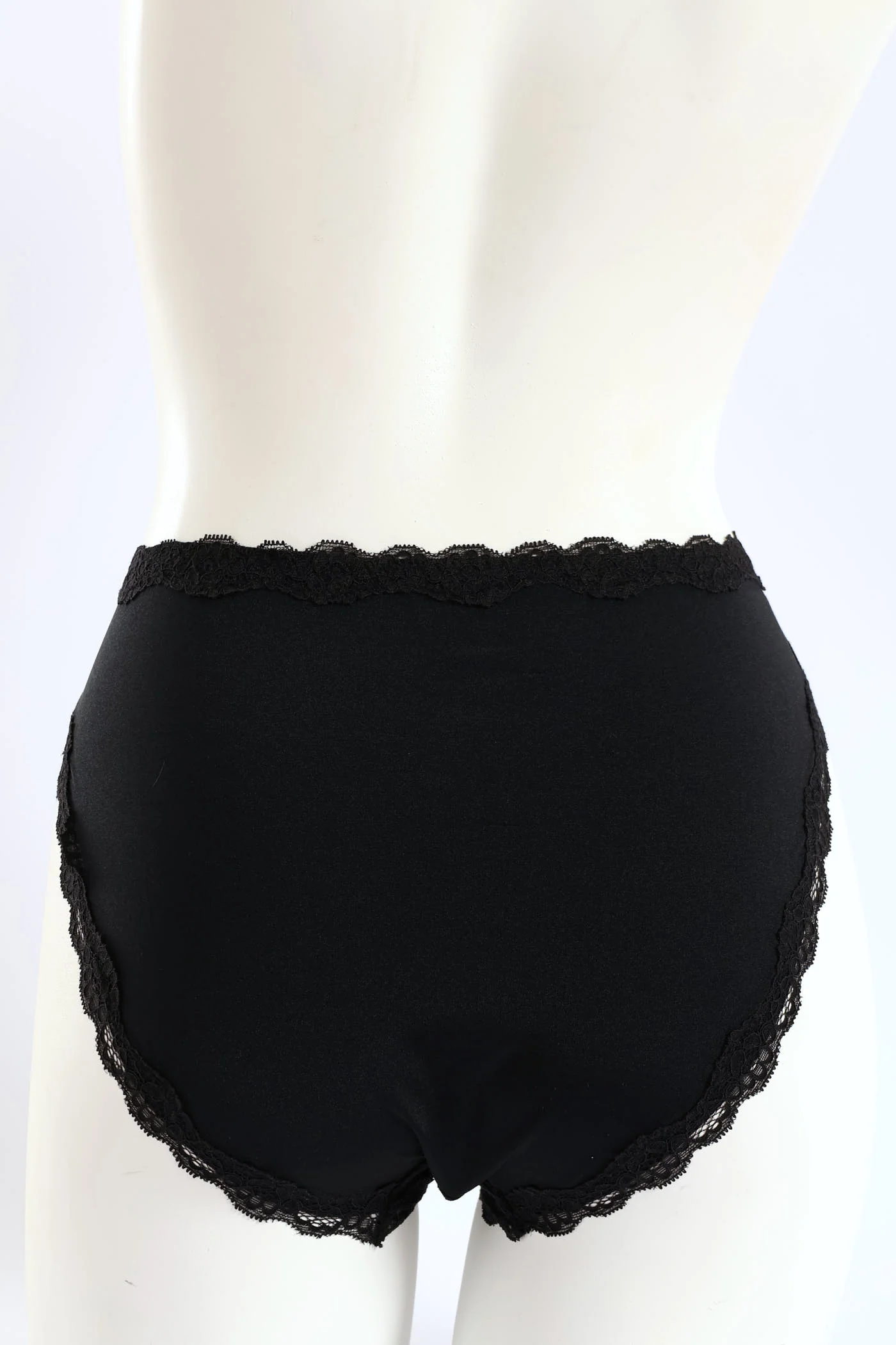 Shiny Microfibre & Lace Front Bikini Panty - Black - Image 3