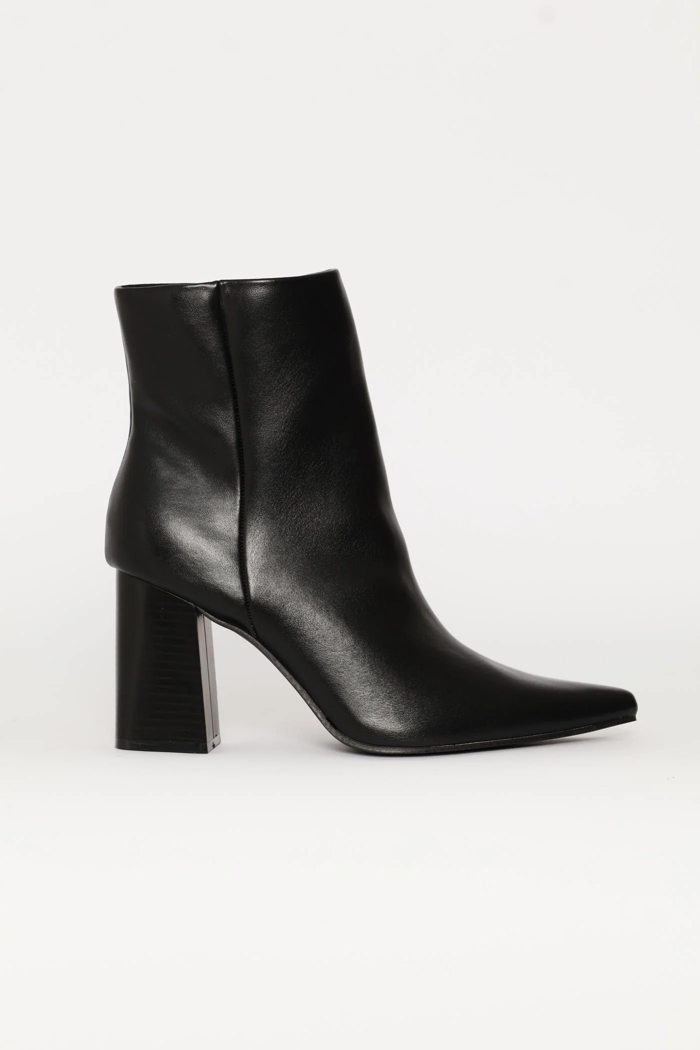 Shiny Pointed Ankle Boot - Black - Image 2