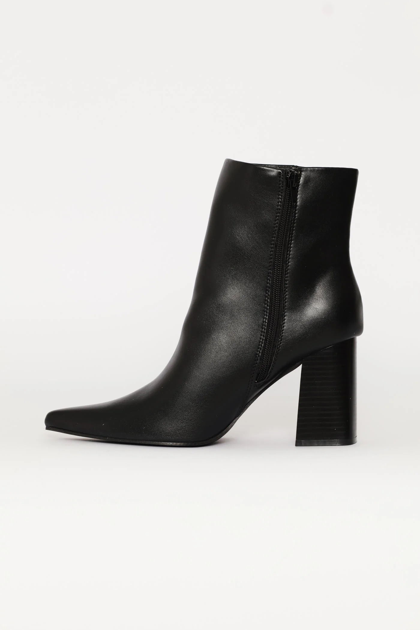 Shiny Pointed Ankle Boot - Black - Image 3