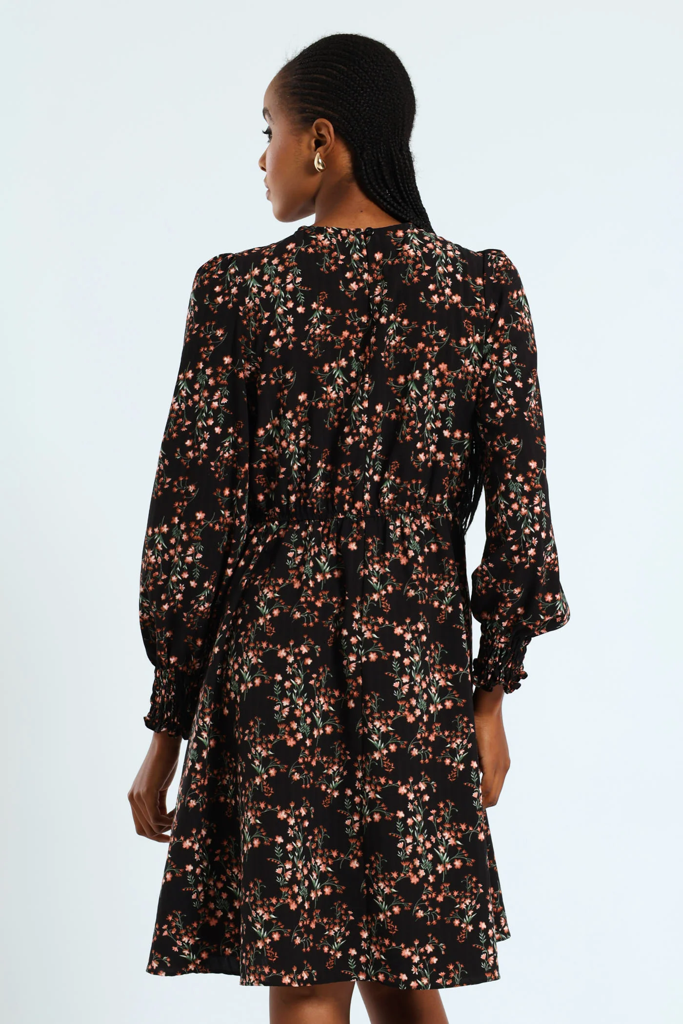 Shirred Cuff & Bodice Fit & Flare Dress - Image 3