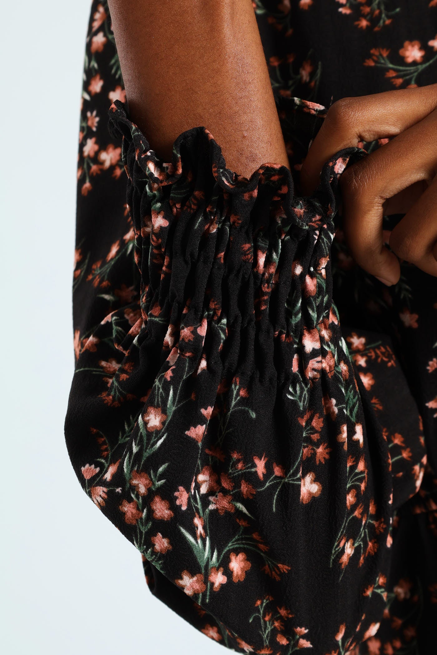 Shirred Cuff & Bodice Fit & Flare Dress - Image 4