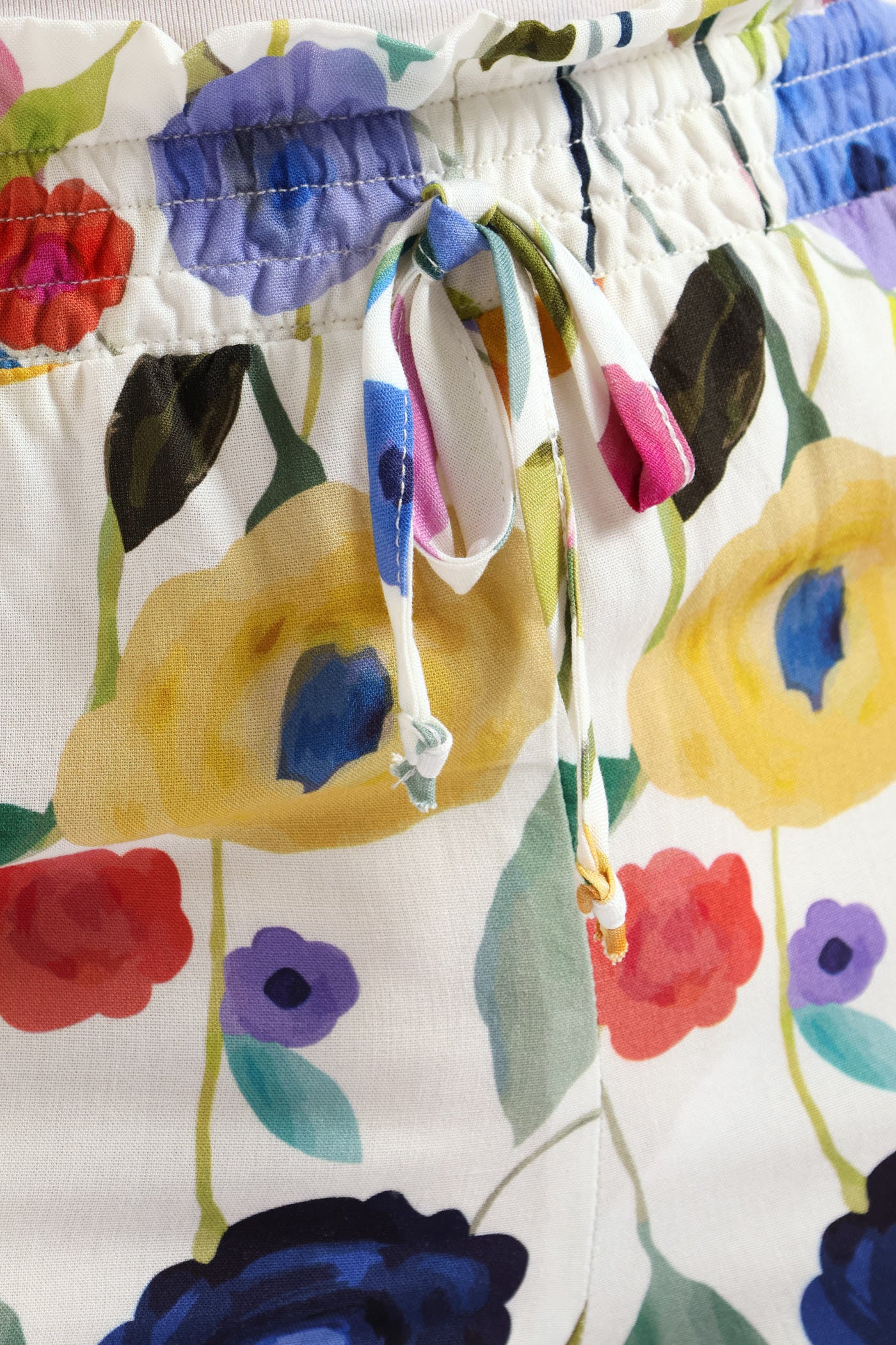 Shirred Waist Detail Woven Viscose Short - Multi - Image 2