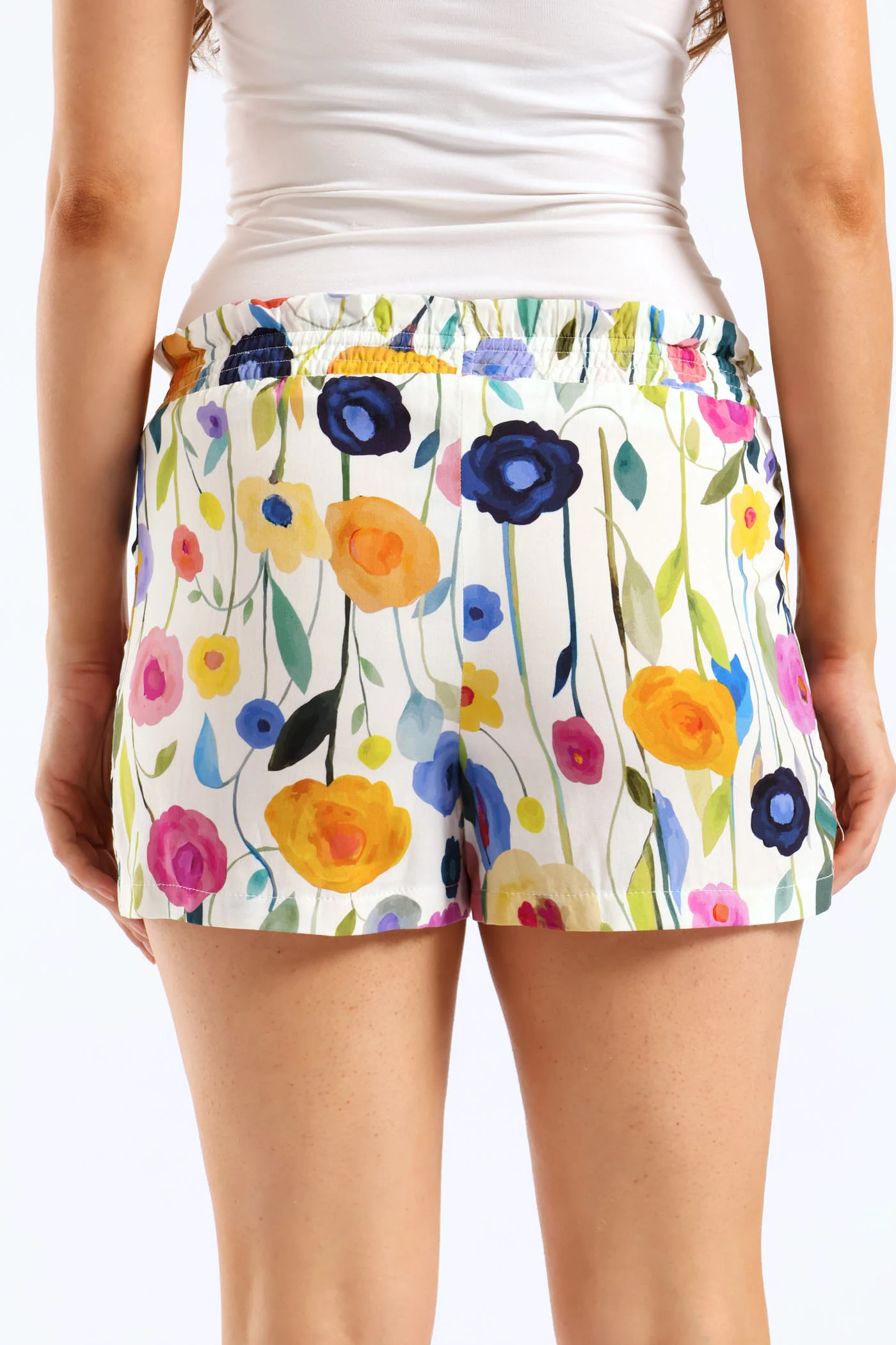 Shirred Waist Detail Woven Viscose Short - Multi - Image 5