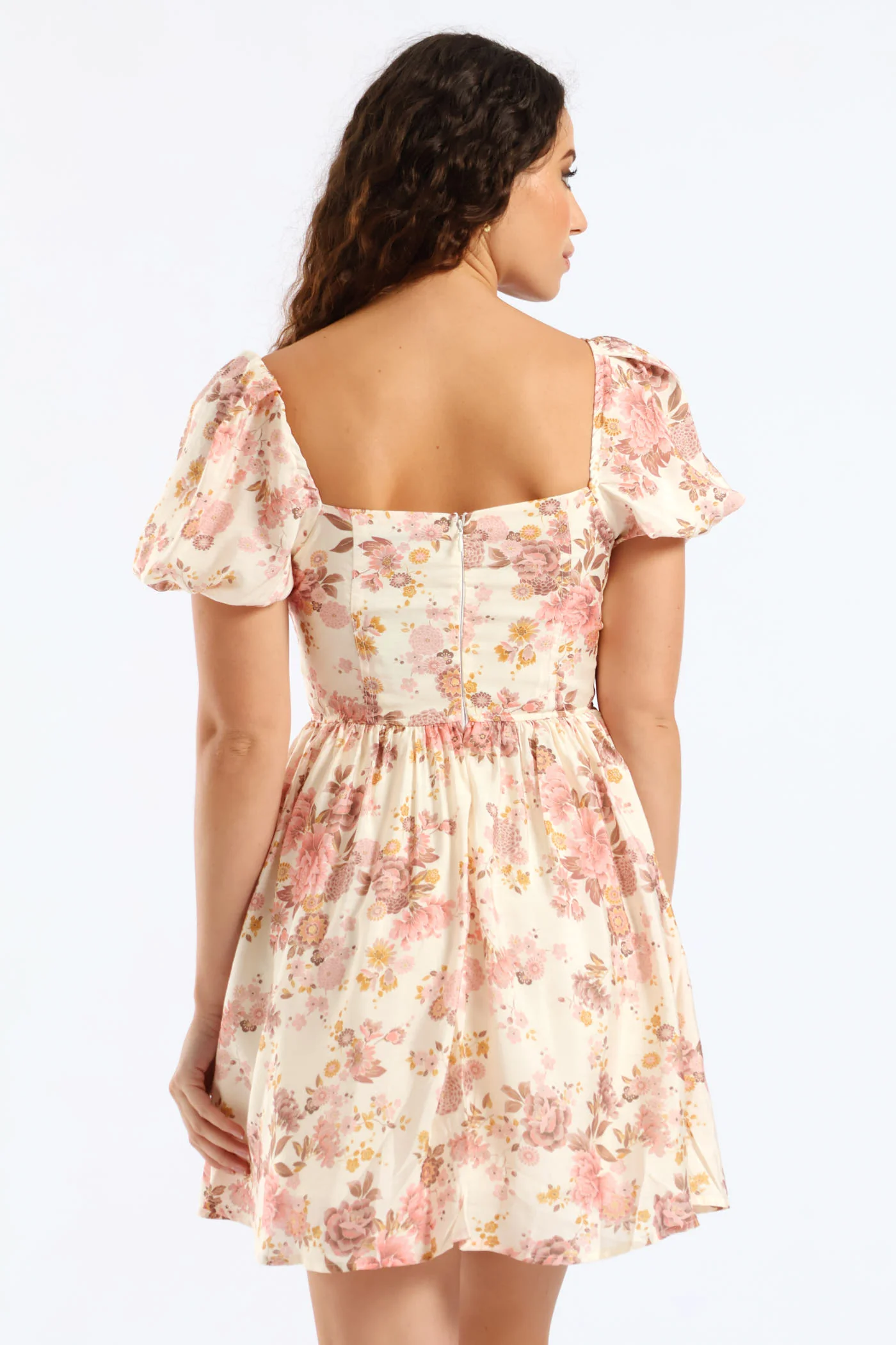 Short Sleeve Babydoll Mini Dress - Ivory - Image 5