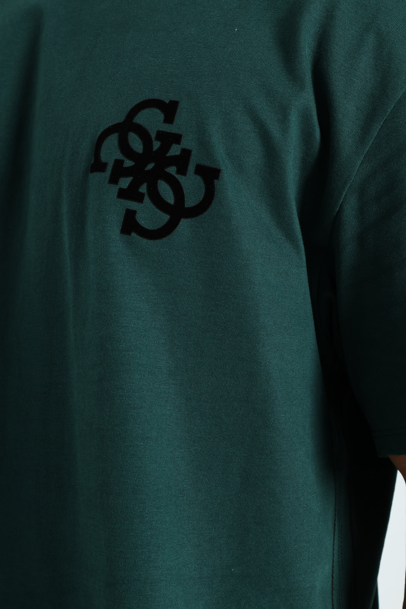 Short Sleeve Basic Bandana Applique Tee - Forest Green - Image 4