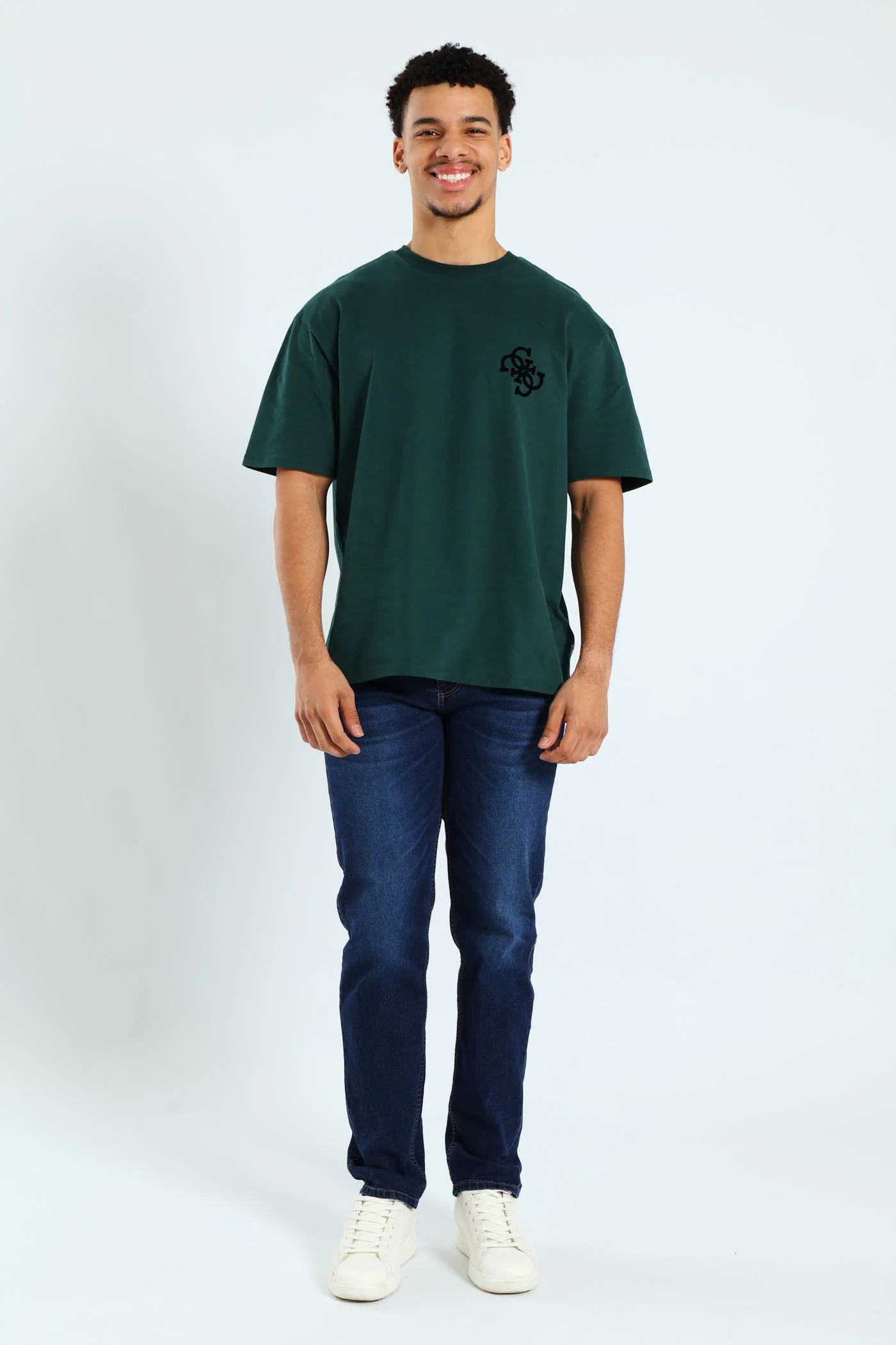 Short Sleeve Basic Bandana Applique Tee - Forest Green - Image 5