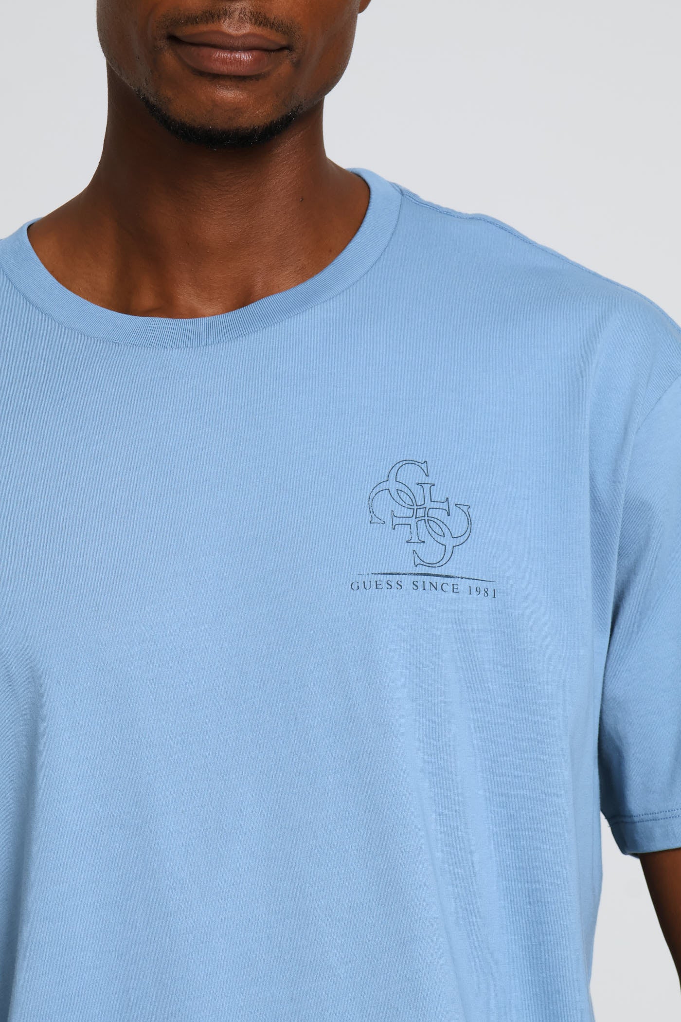 Short Sleeve Basic Destressed Quattro Tee - Blue - Image 3