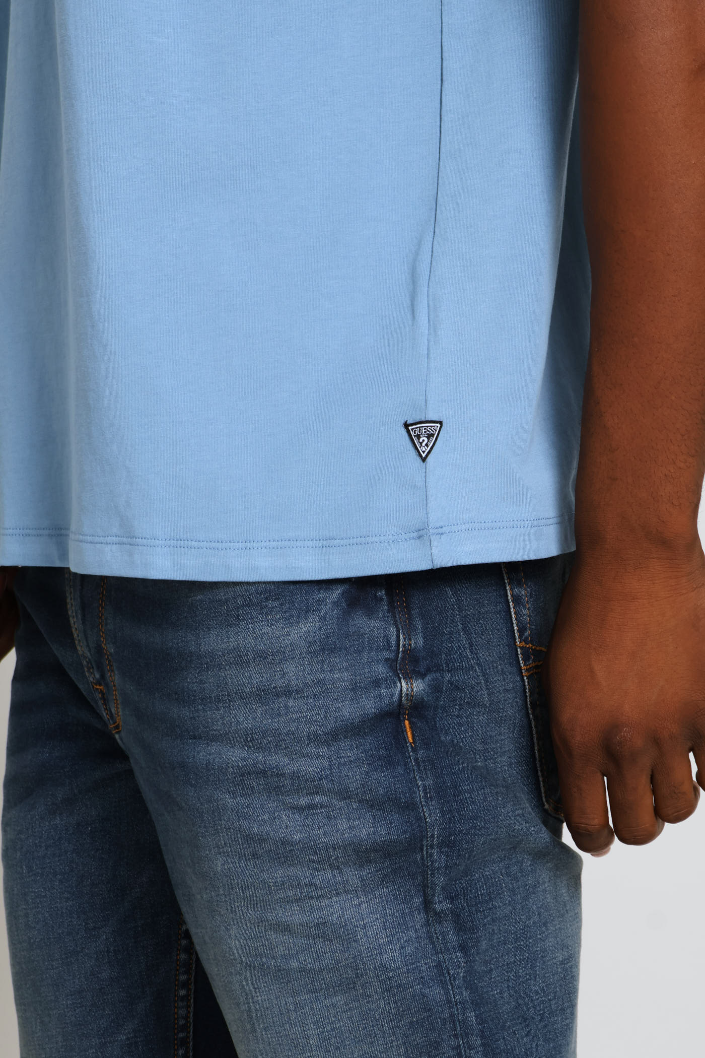Short Sleeve Basic Destressed Quattro Tee - Blue - Image 5