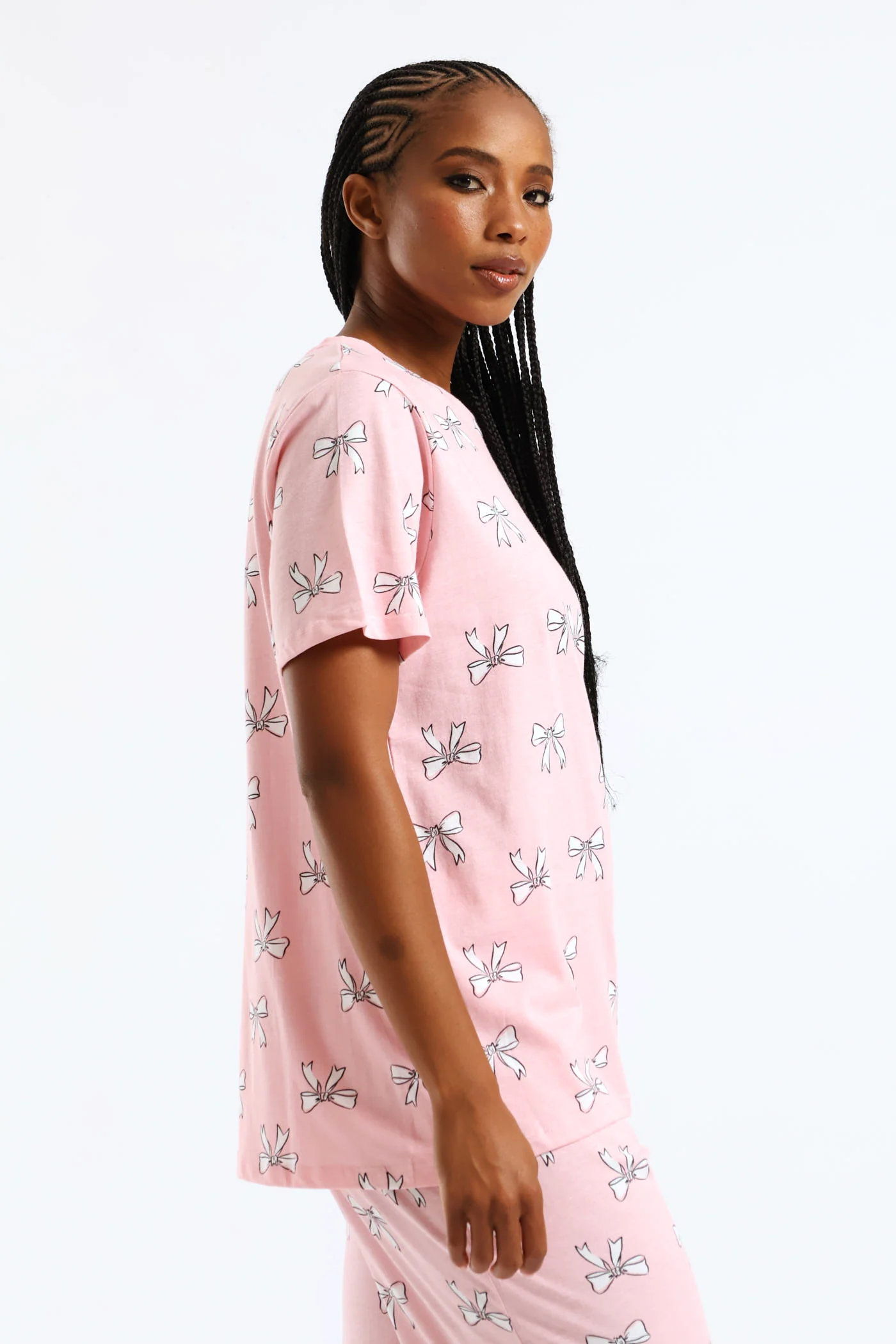 Short Sleeve Bows Tee - Pink - Image 3