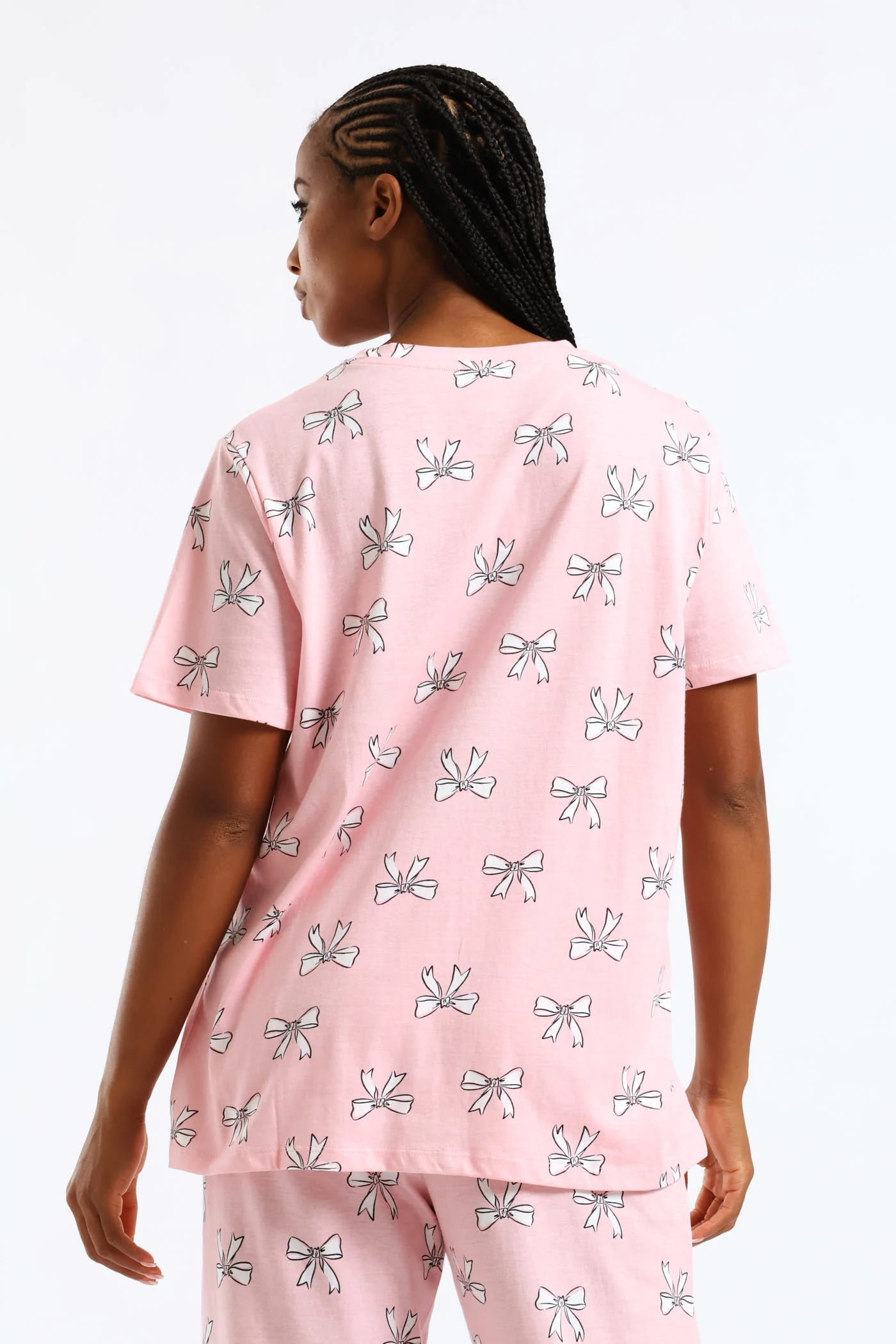 Short Sleeve Bows Tee - Pink - Image 4