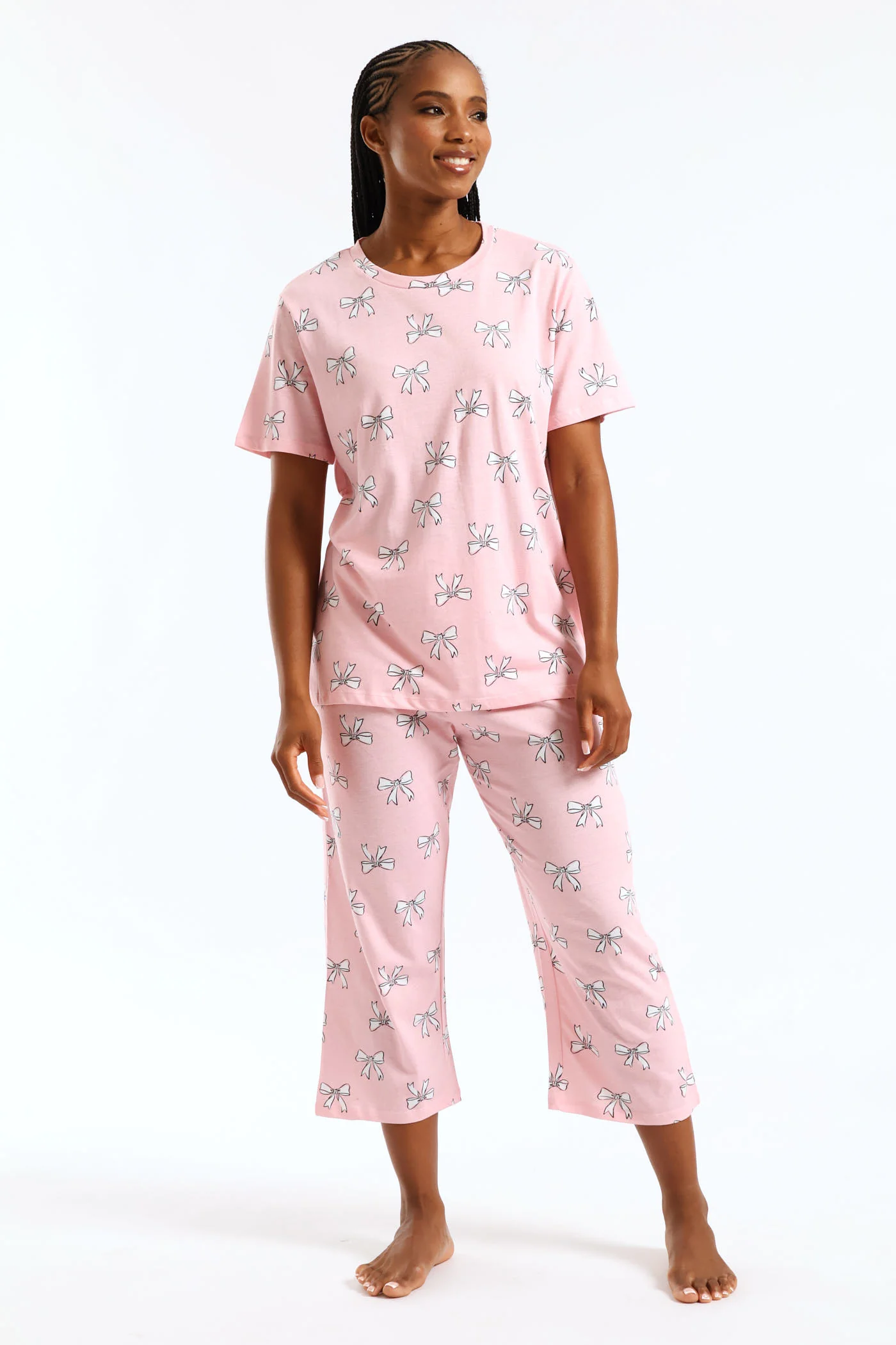 Short Sleeve Bows Tee - Pink - Image 5