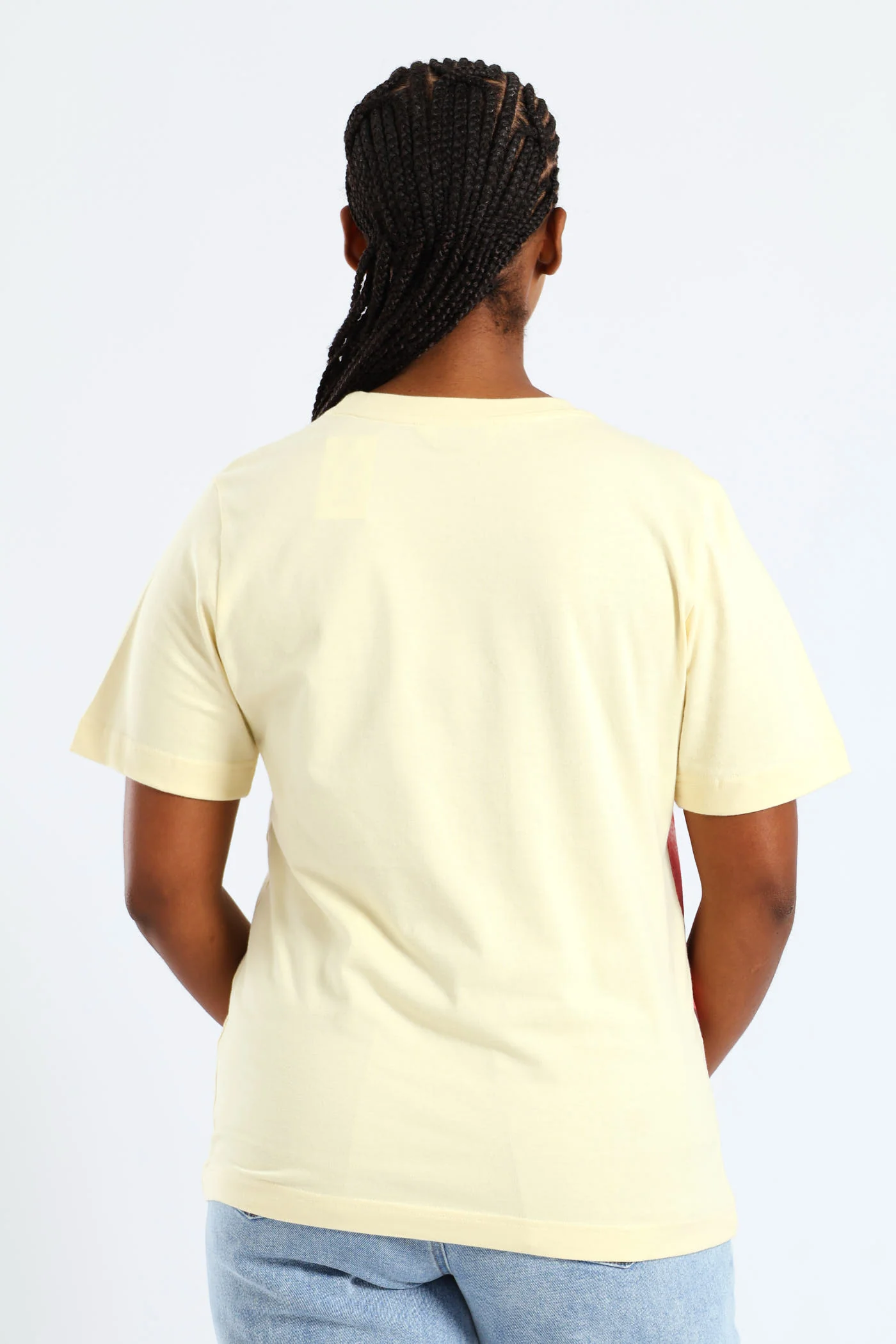 Short Sleeve Boxy Floral Placement Printed Tee  - Pastel Yellow - Image 3