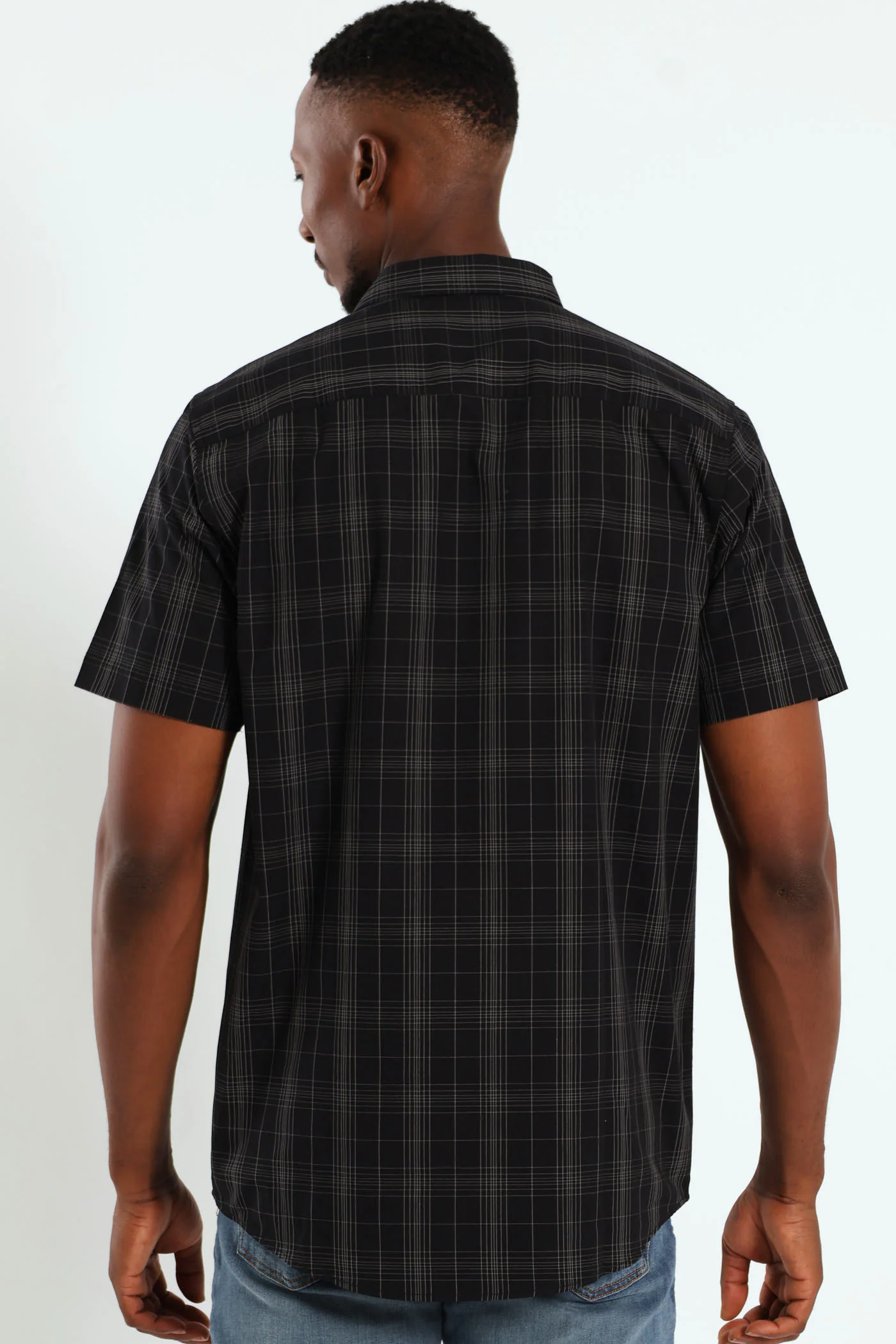 Short Sleeve Check Shirt - Black - Image 2